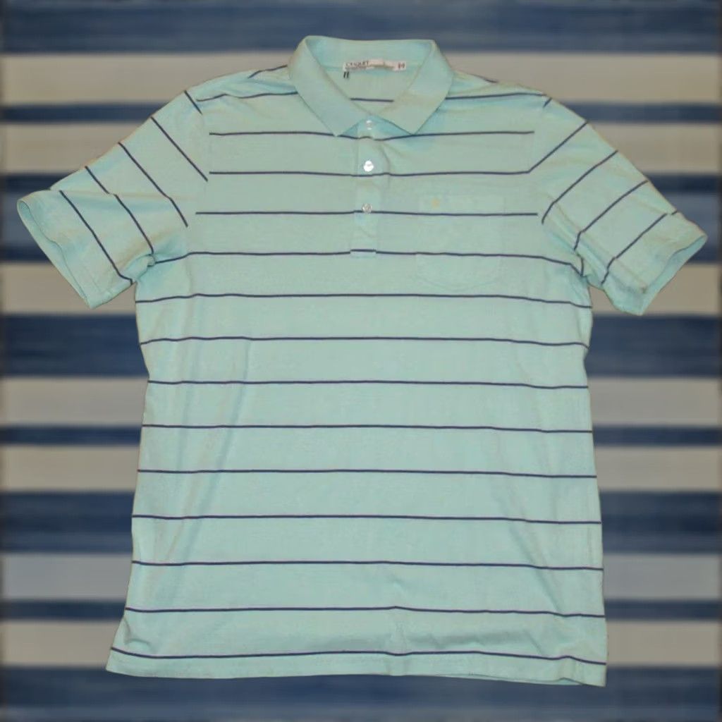 Vintage CRIQUET Polo Shirt Blue Purple Striped Short Sleeve Cotton Large L Mens Shirt Size US L / EU 52-54 / 3 - 1 Thumbnail