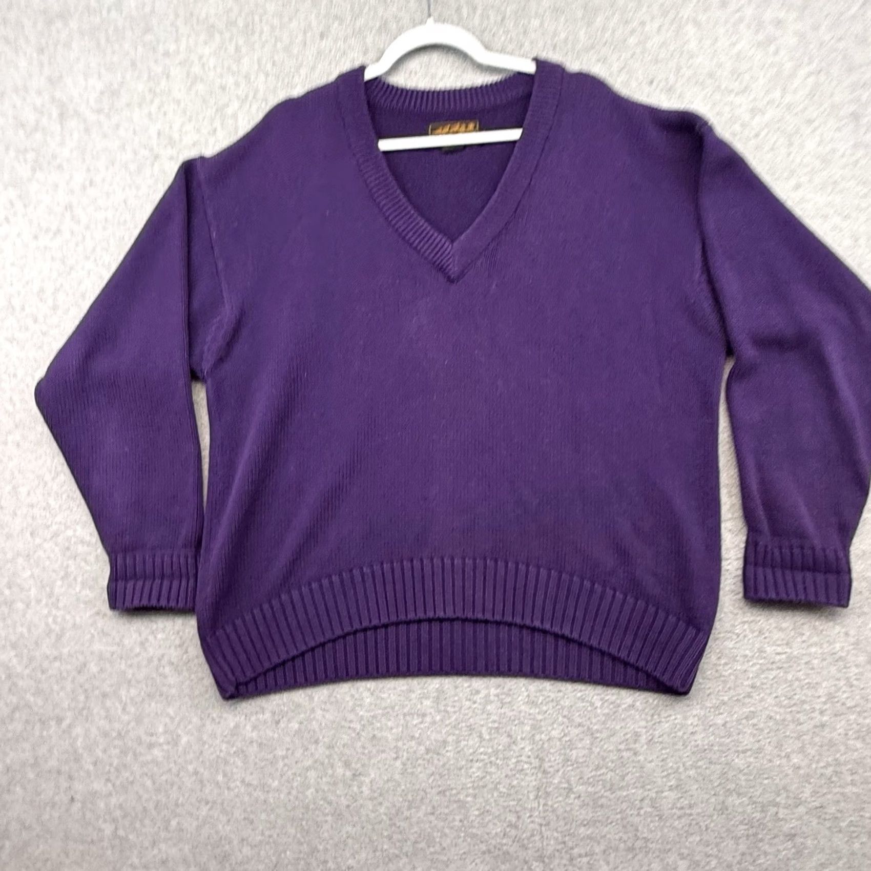 Eddie Bauer VINTAGE Eddie Bauer Sweater Mens XL Purple V-Neck Cable-Knit 100% Cotton Open Knit All Seasons Pullover 90s Leather Logo? Size US XL / EU 56 / 4 - 2 Thumbnail