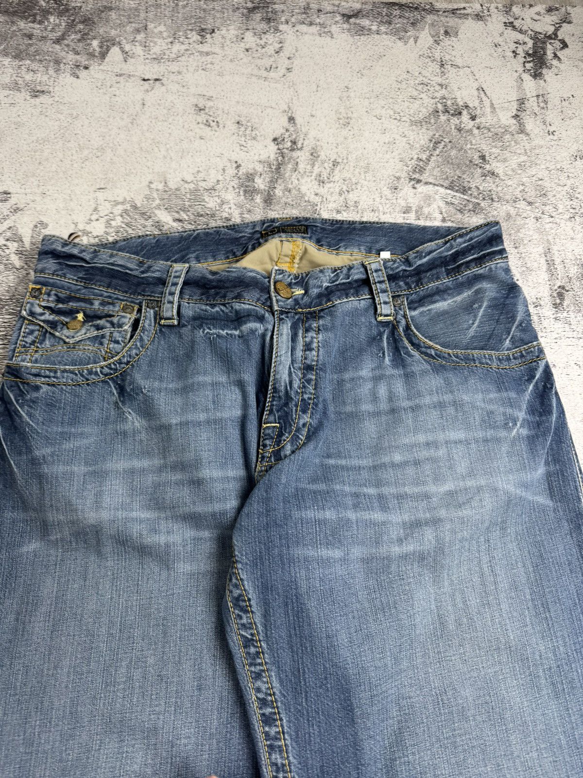 Emporio Armani Armani Vintage 007 Indigo 36 Size Blue Hip Hop Wide Baggy Jeans Pants Trousers Size US 36 / EU 52 - 15 Thumbnail