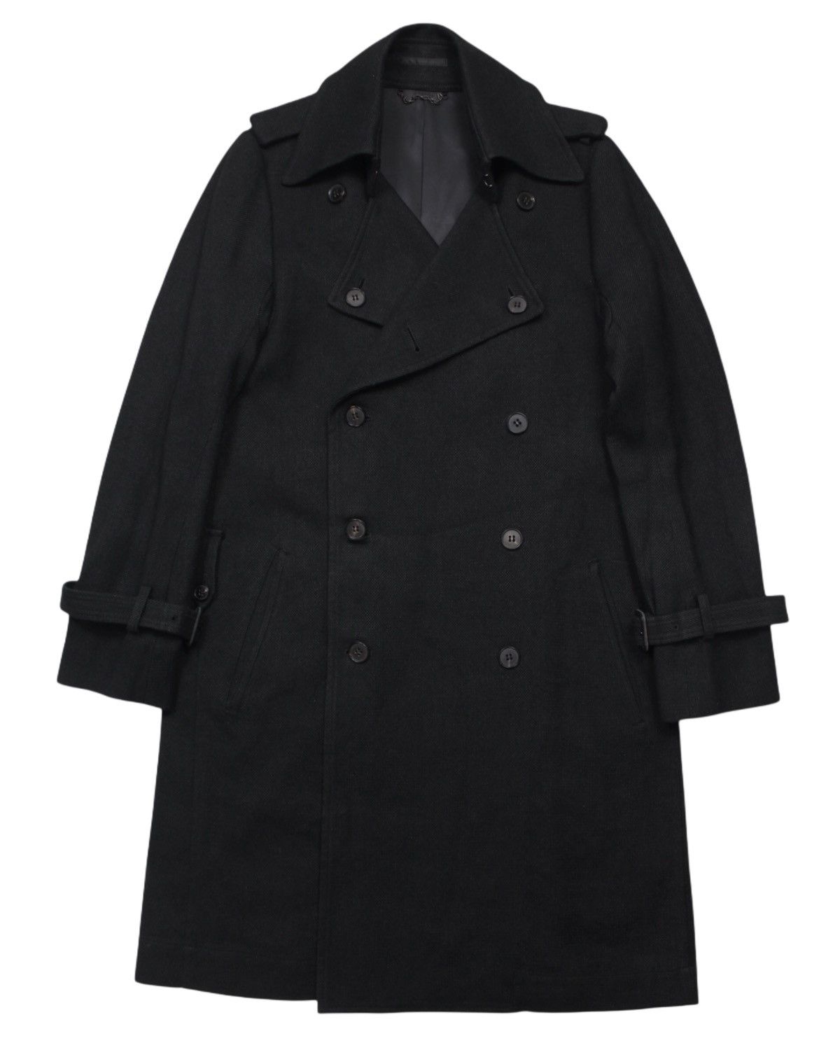 The Viridi-anne THE VIRIDI-ANNE LINEN WOOL BLACK TRENCH COAT Size US S / EU 44-46 / 1 - 1 Thumbnail
