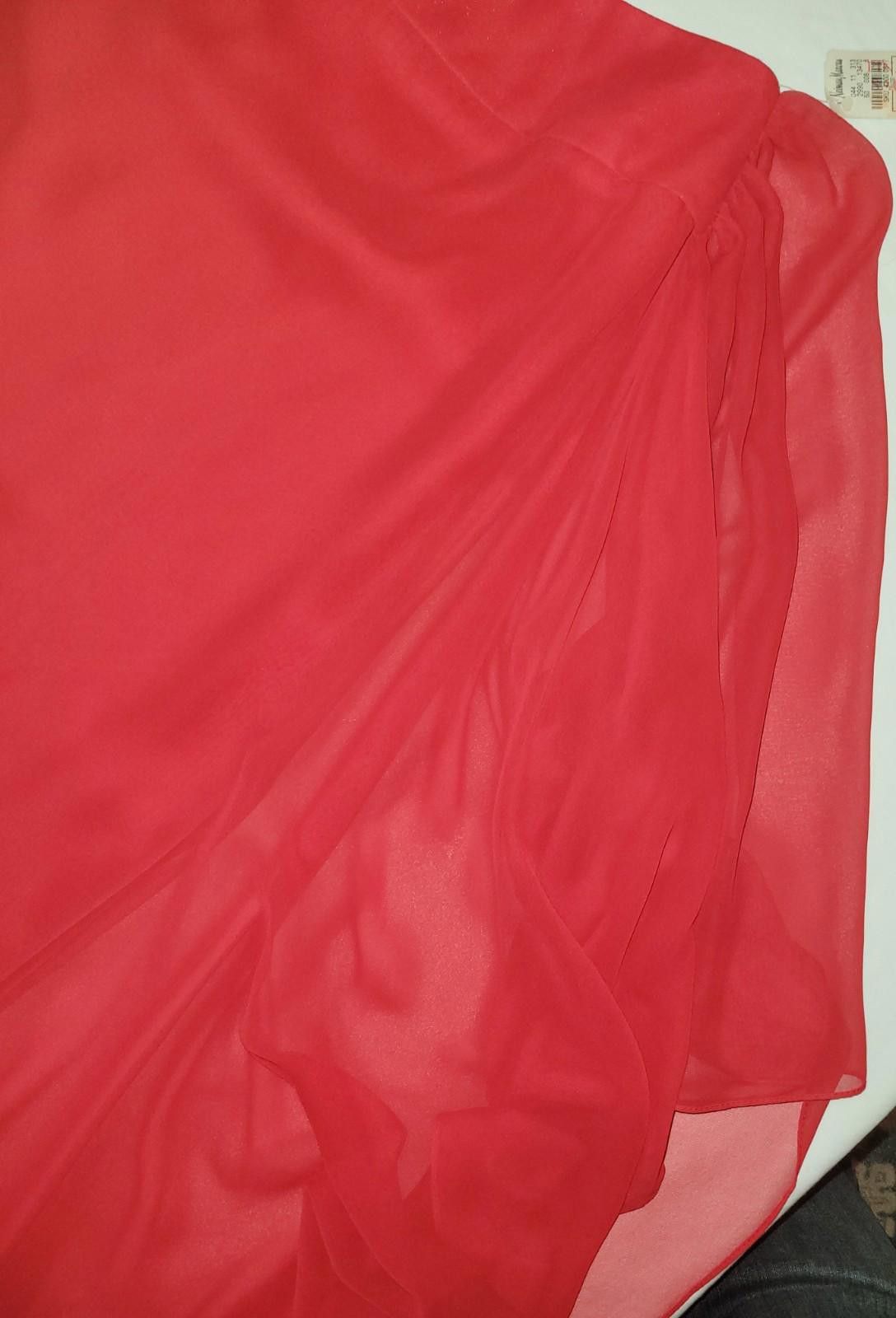 Designer NWT Victor Costa size 6 red dress skirt w/ thigh high slit Size 28" / US 6 / IT 42 - 8 Thumbnail
