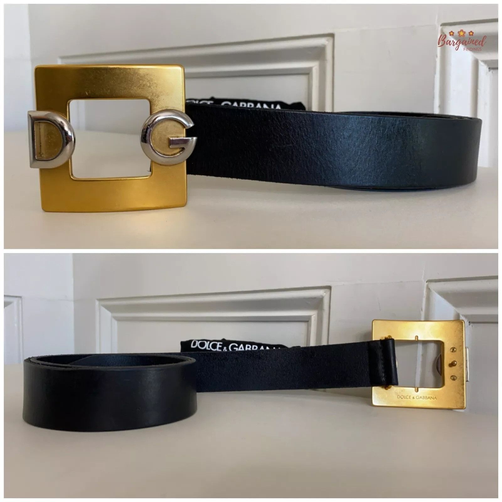 Dolce & Gabbana Dolce & Gabbana Black Leather DG Logo Gold Buckle Belt Size 32 - 4 Thumbnail