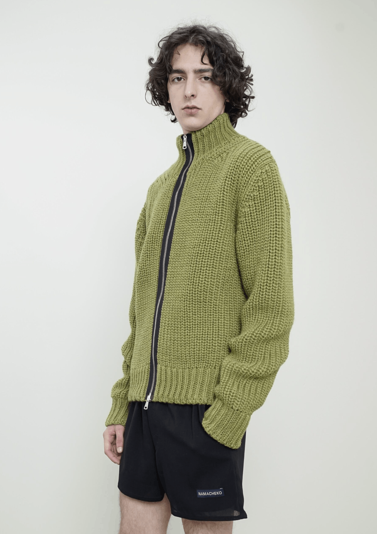NWT SS25 Evan Zip Cardigan in Olive Virgin Wool