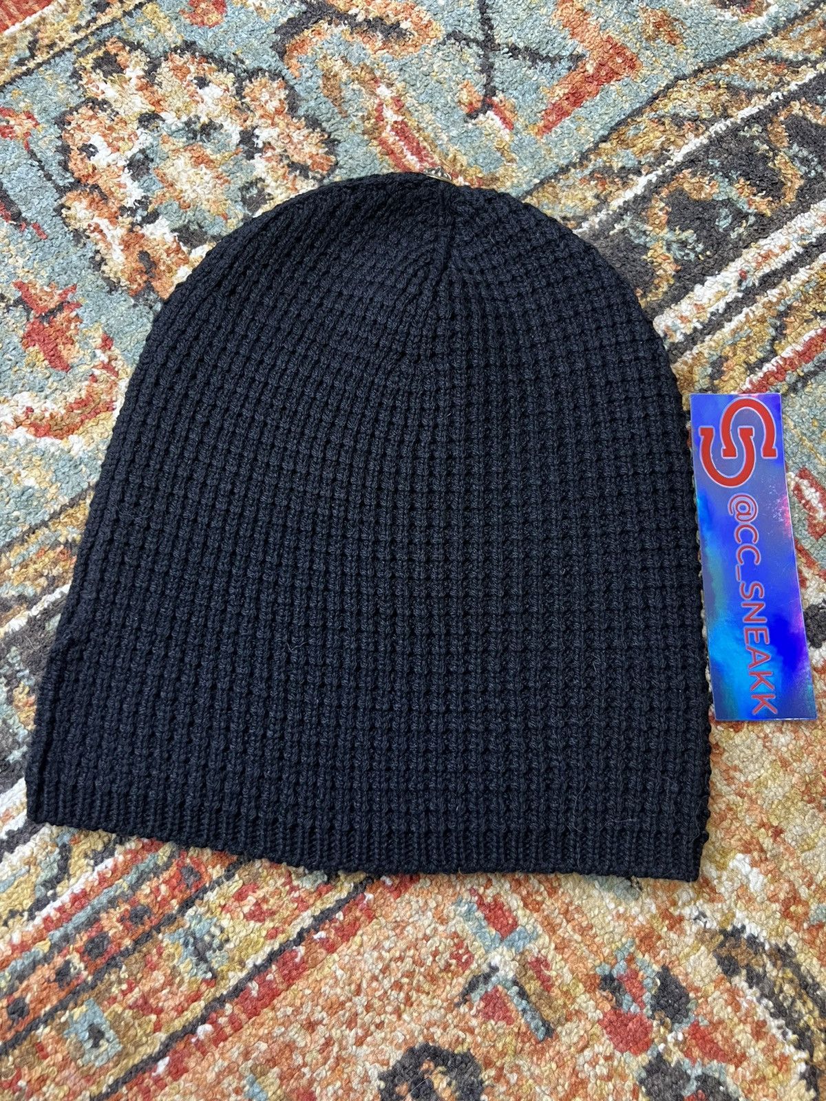 image of Chrome Hearts Cashmere Beanie With Sliver Cross Ball Black, Men's