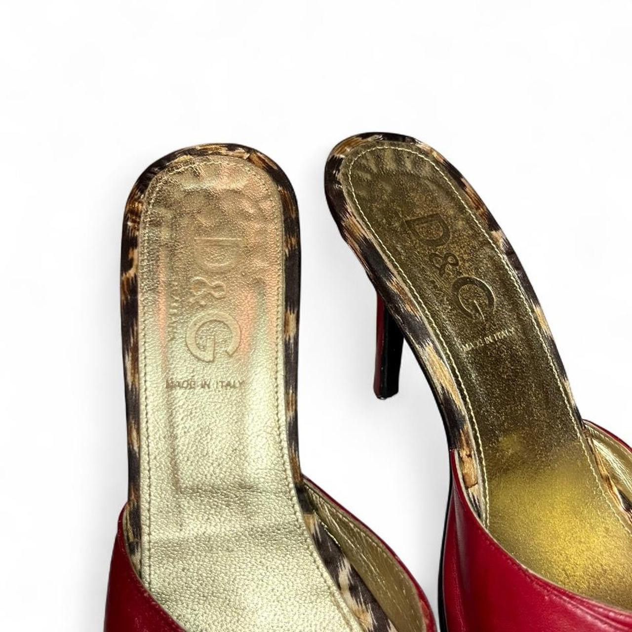 Dolce & Gabbana Vintage y2k D&G mule heels leopard print &red leather detail Size US 5 / IT 35 - 3 Thumbnail