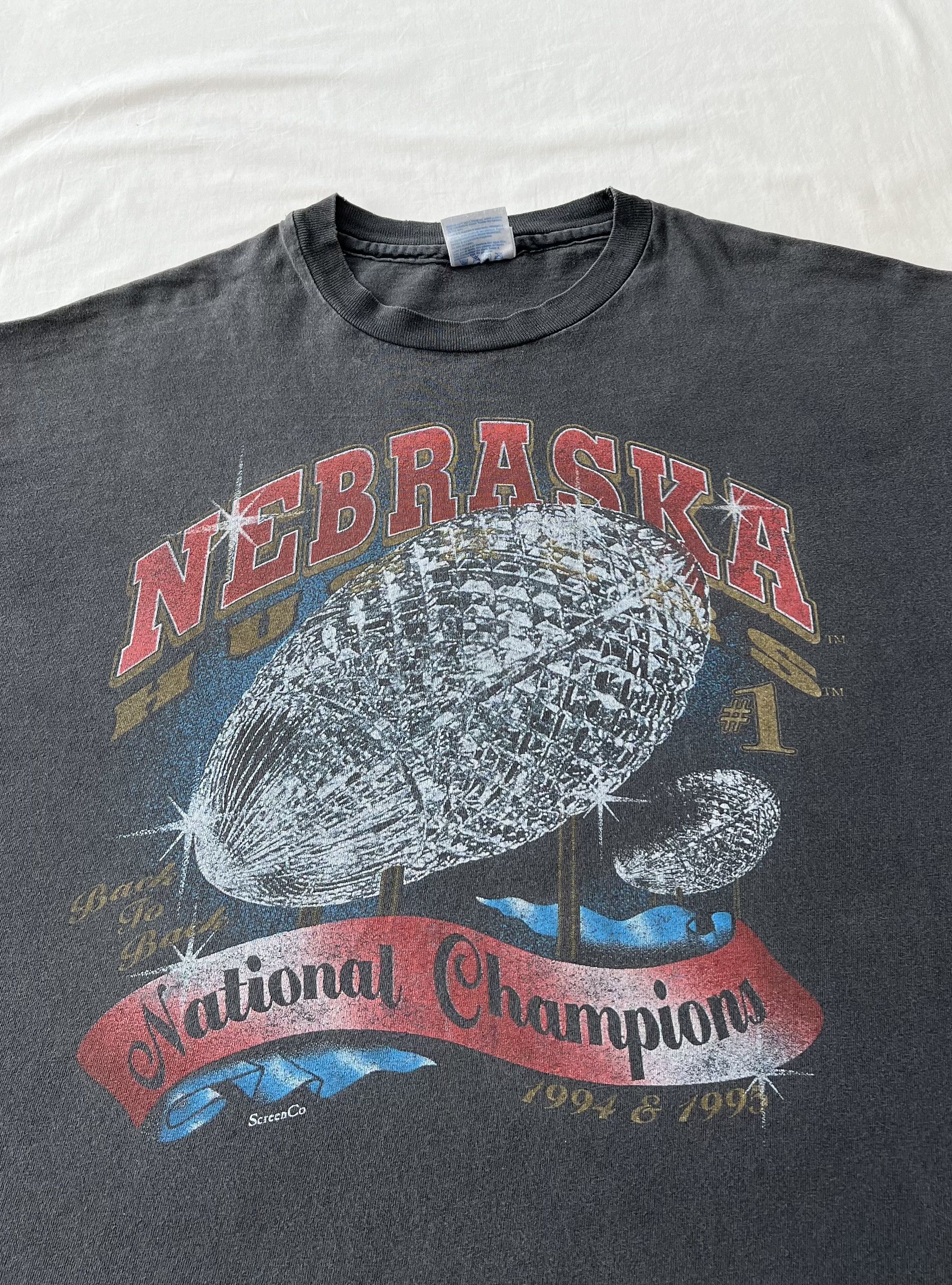 Vintage 90s Nebraska Huskers Cornhuskers NCAA Faded Black
