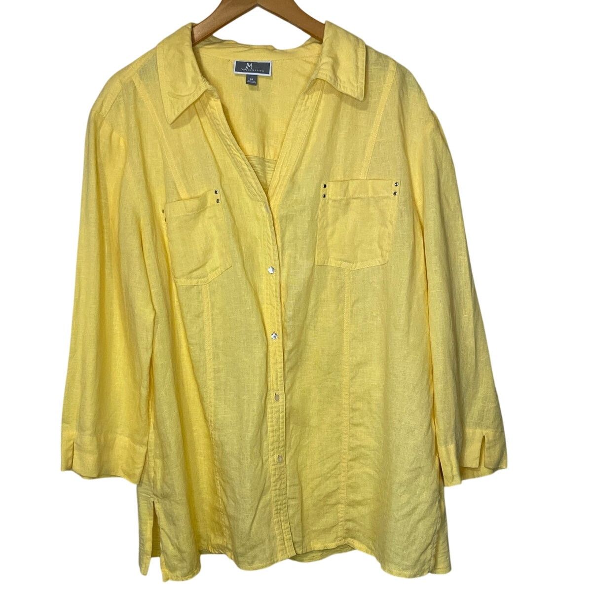 Other JM Collection Linen Cotton Yellow Button Up Top 14 Size XL / US 12-14 / IT 48-50 - 1 Thumbnail