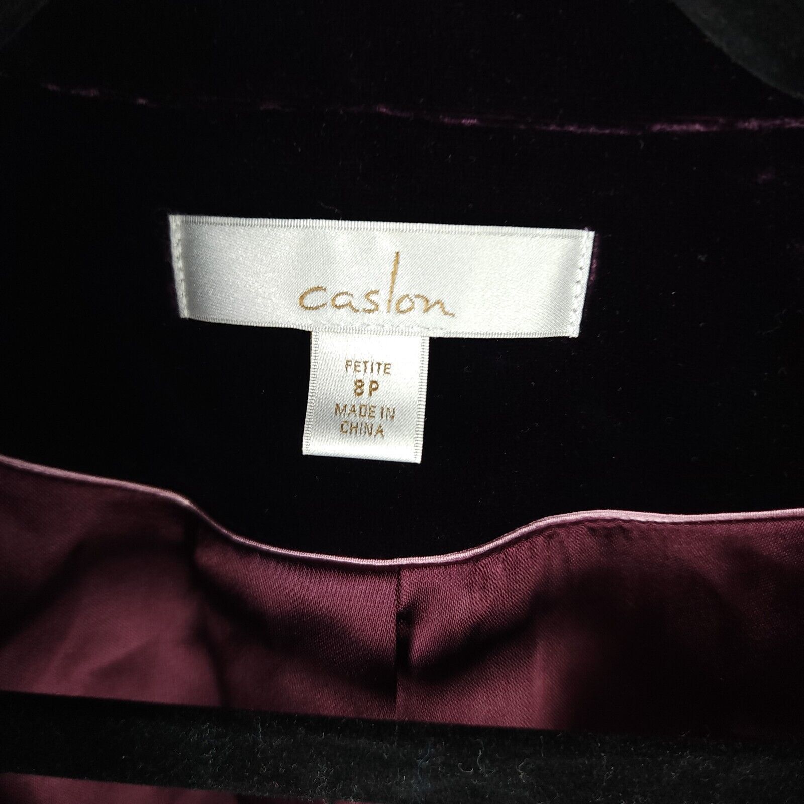 Vintage Caslon Red Velvet Long Sleeve Blazer Jacket Size 8P Rayon Size M / US 6-8 / IT 42-44 - 2 Thumbnail