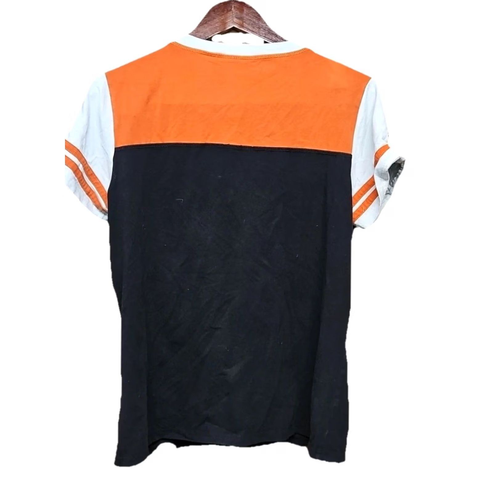 Harley Davidson Y2K Harley-Davidson Women's XL Black Color Block V-Neck Biker Jersey Tee Size XL / US 12-14 / IT 48-50 - 7 Thumbnail