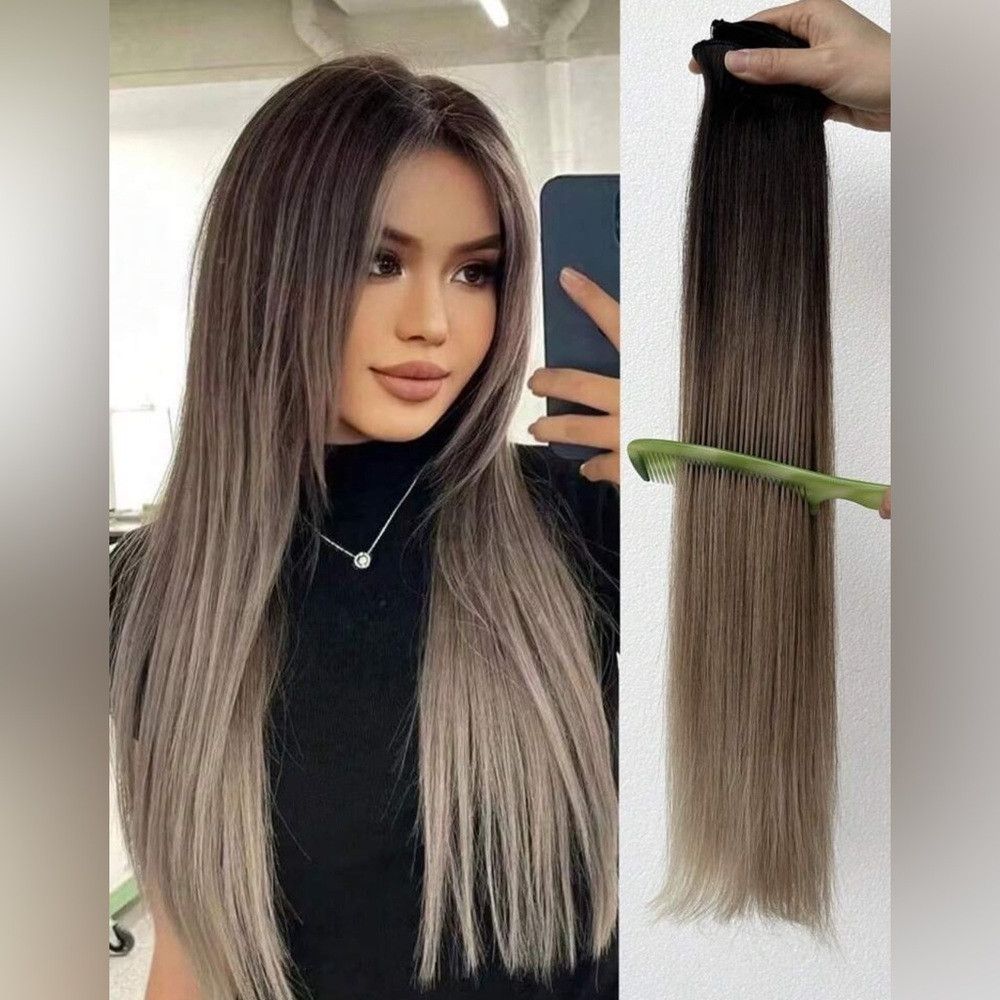 Other 24 Inch Ombre Clip in Hair Extensions Brown to Light Blond Size ONE SIZE - 3 Thumbnail