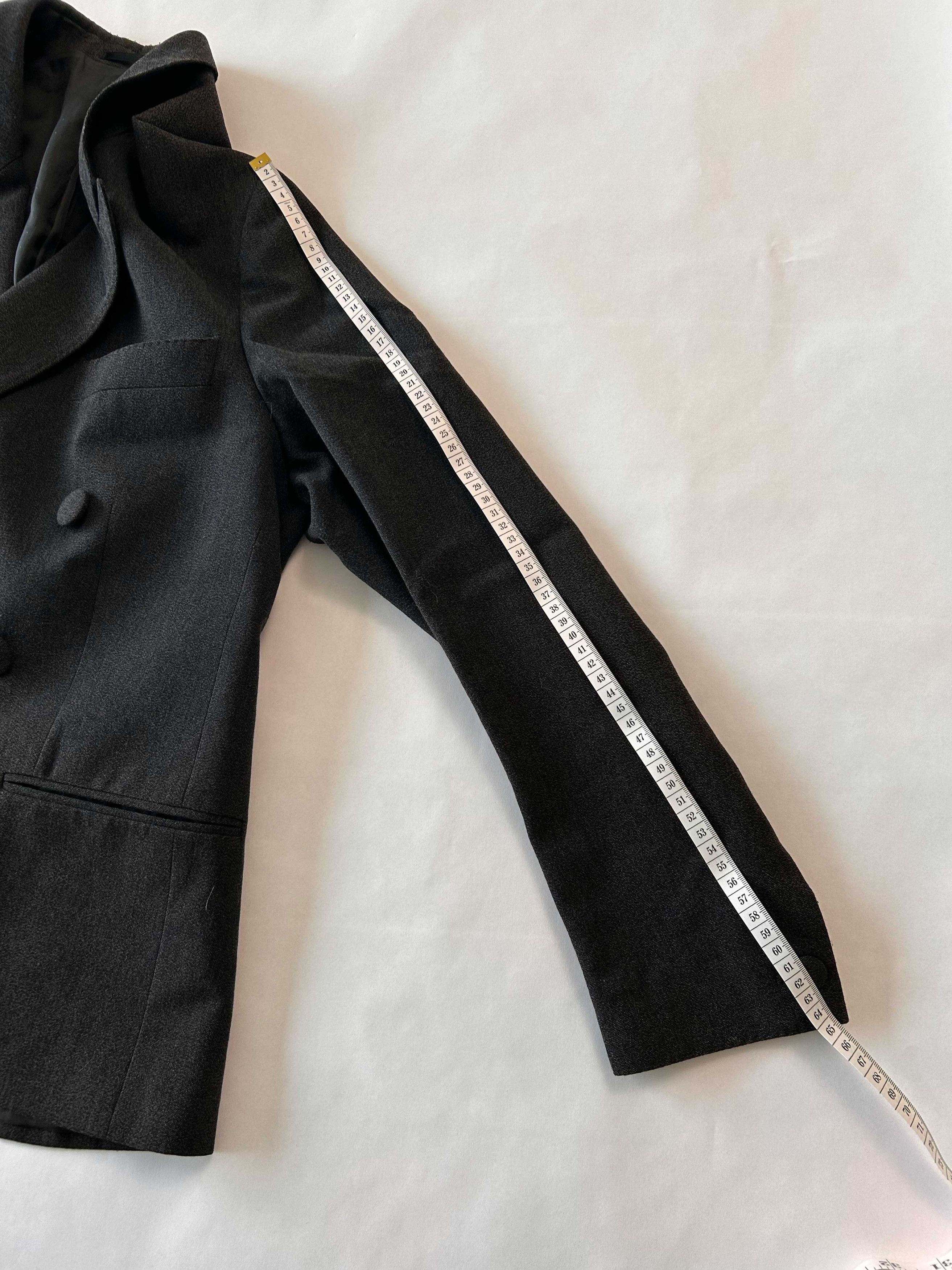 Acne Studios Anthracite wool combination double breasted blazer Size 50S - 8 Thumbnail