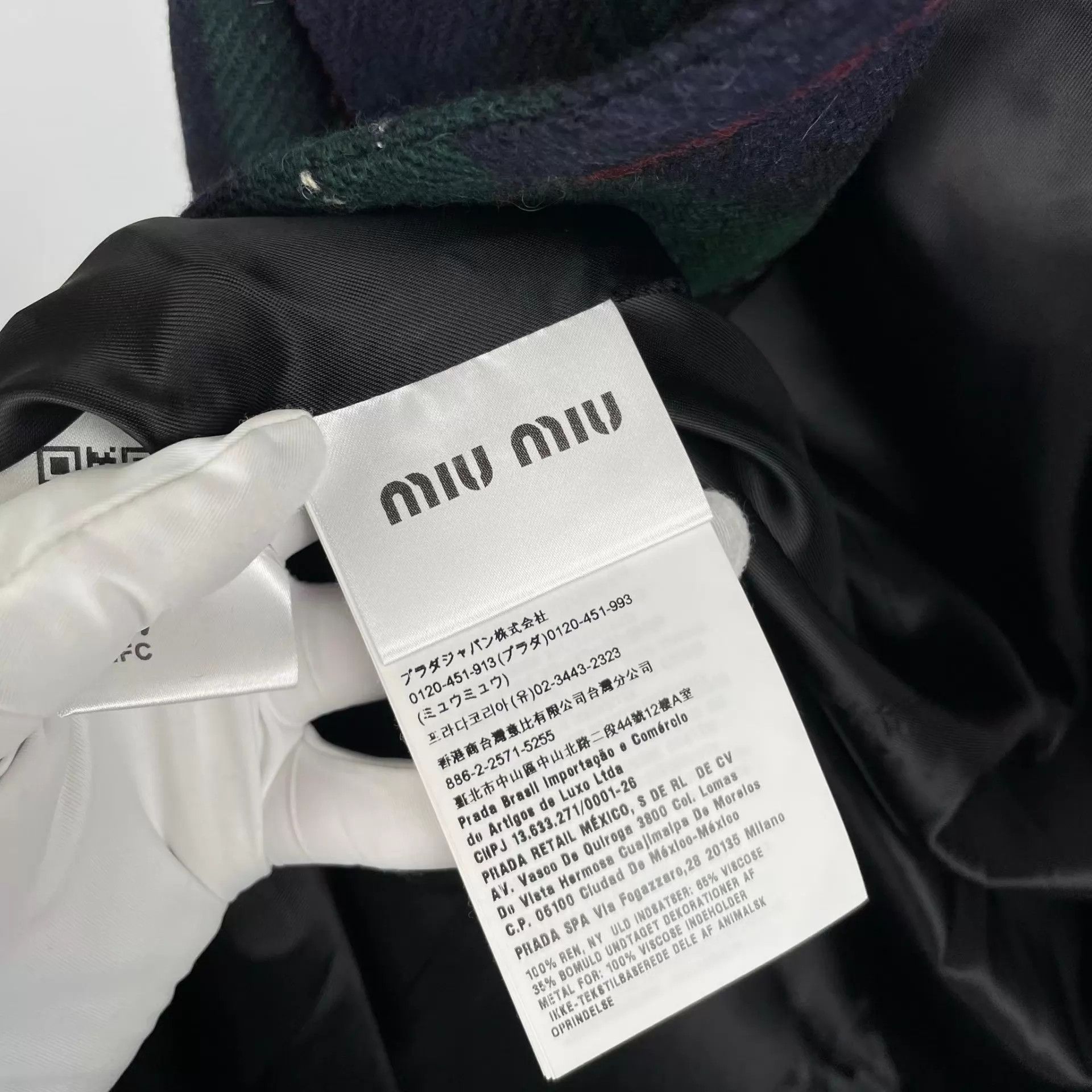Miu Miu MIU MIU Green Check Coat Doll Collar Velvet Studs Size 40 Size S / US 4 / IT 40 - 6 Thumbnail