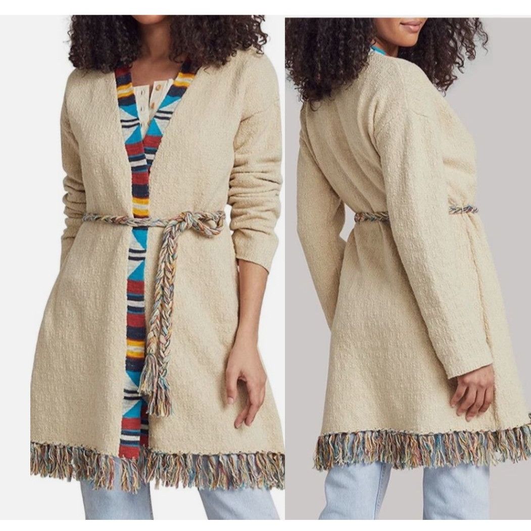 Faherty New $298 Faherty Crow Stripes Tassel Organic Cotton Duster C Size S / US 4 / IT 40 - 2 Thumbnail