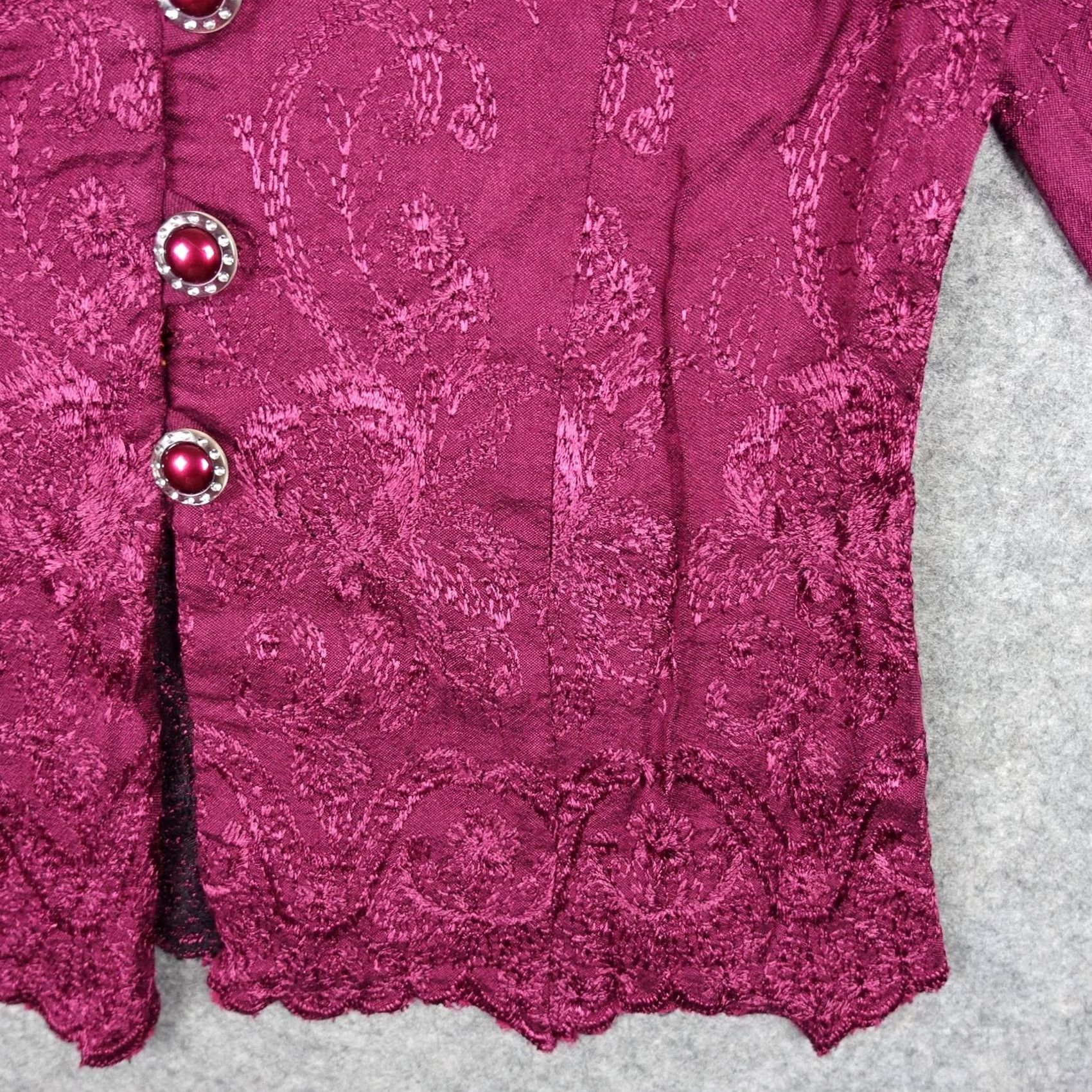 Vintage VINTAGE Jeffrey & Dara Jacket Womens 12 Pink Lace Embroidered Blazer Magenta Jacket Women - 12 Navy or Pink? Size XL / US 12-14 / IT 48-50 - 3 Thumbnail
