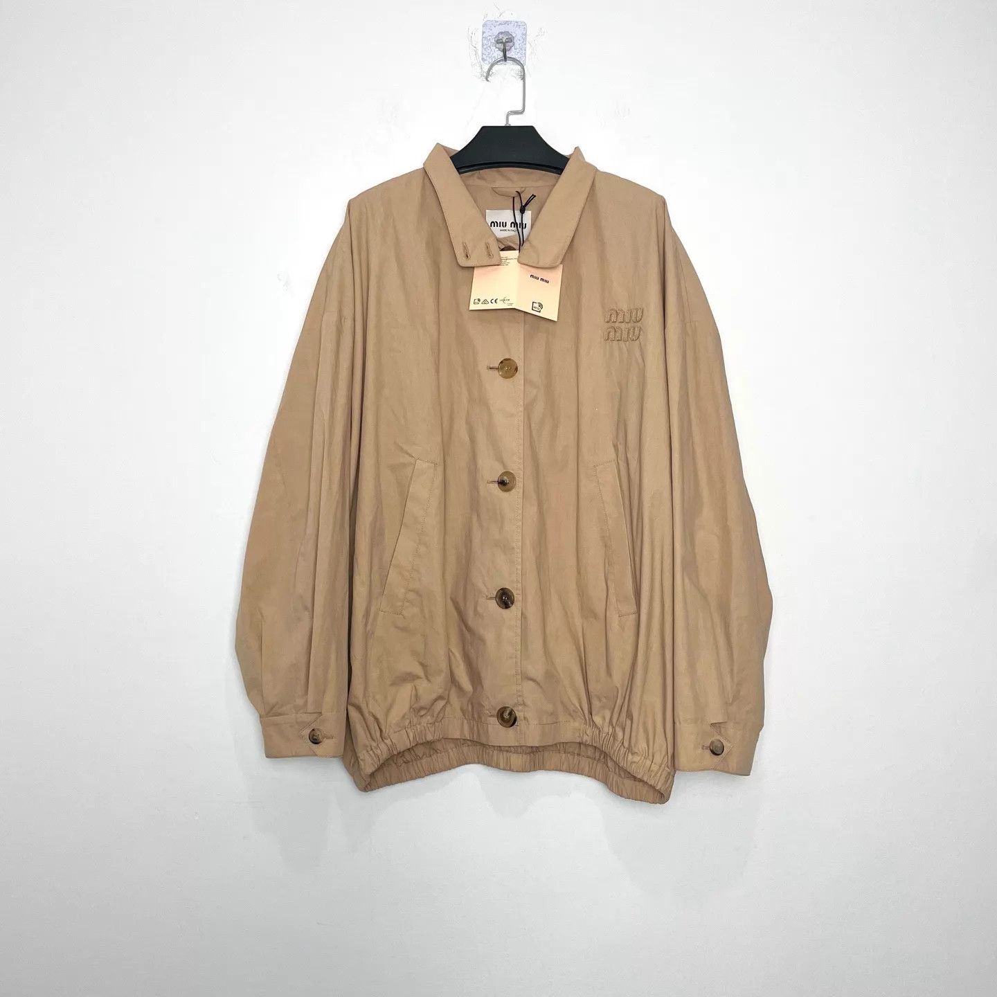 Miu Miu MIU MIU Khaki Poplin Stand Collar Horn Button Jacket 42 Size M / US 6-8 / IT 42-44 - 1 Thumbnail