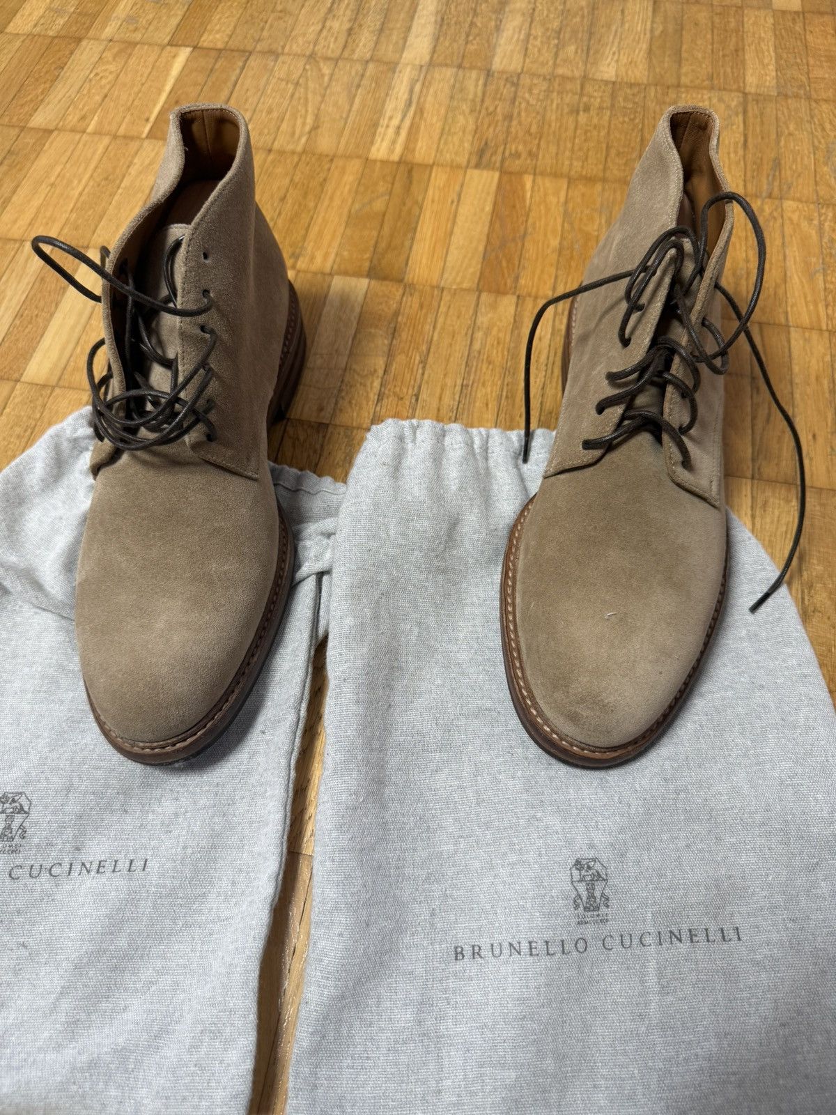 Brunello Cucinelli Brunello Cucinelli Suede Chukka Boots Taupe Beige Size 42/9 Size US 9 / EU 42 - 1 Thumbnail