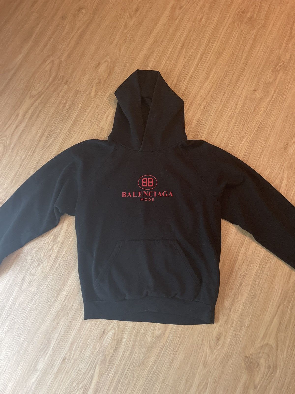 Balenciaga Double B Logo Black and Red Hoodie