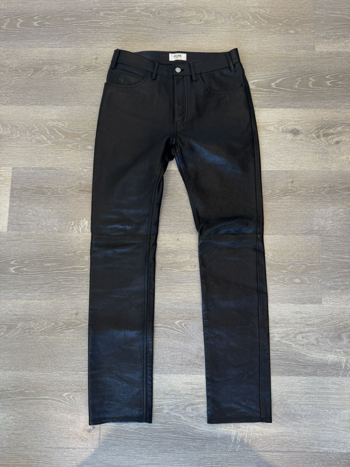 Celine Celine Black Lamb Leather Lou Straight Leg Pants Size US 29 - 2 Thumbnail