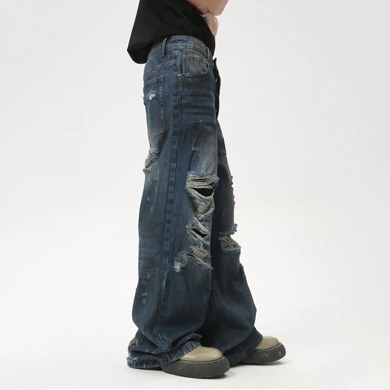 Japanese Brand × Jean × Vintage Straight Hole Loose Jeans Size US 32 / EU 48 - 2 Thumbnail