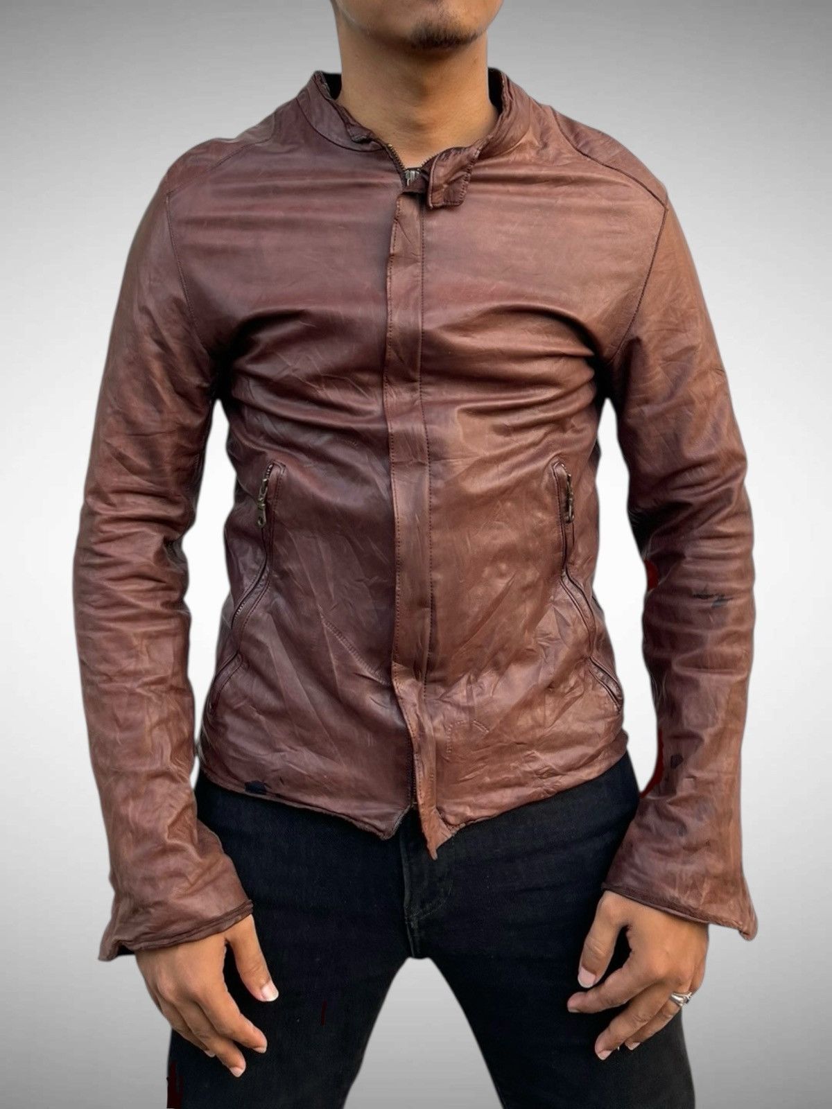 14th Addiction 🔥Vintage Sisii Japan Genuine Leather Racer Jacket LGB Style Size US M / EU 48-50 / 2 - 1 Thumbnail