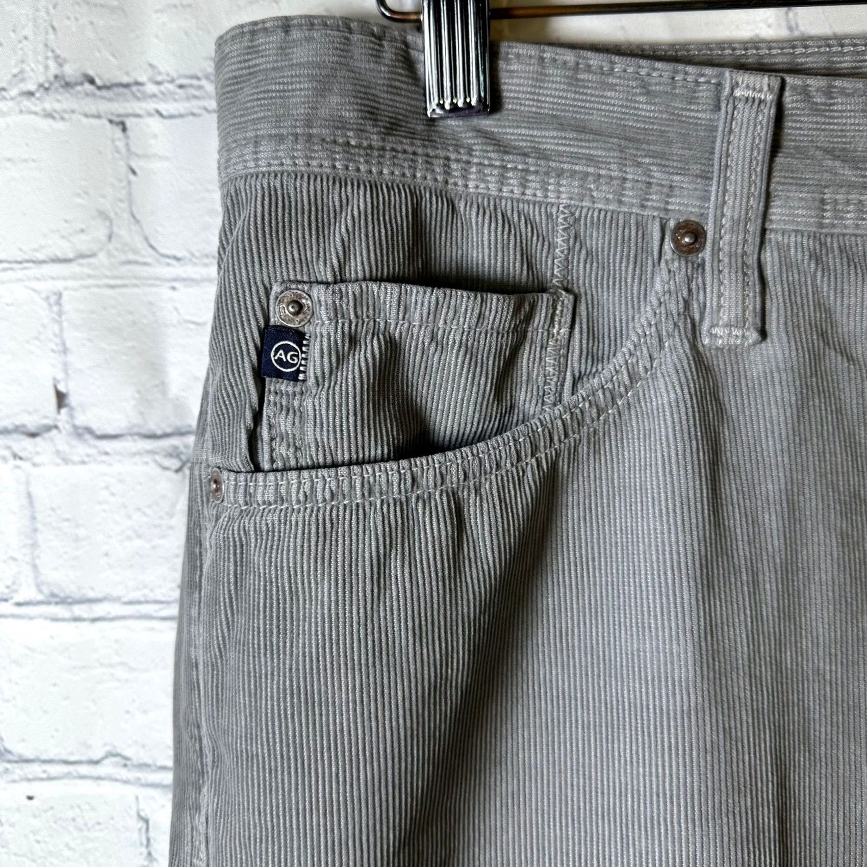 Vintage AG Adriano Goldschmied Mens Grey Corduroy Straight Leg Pants 32 Size US 32 / EU 48 - 3 Thumbnail