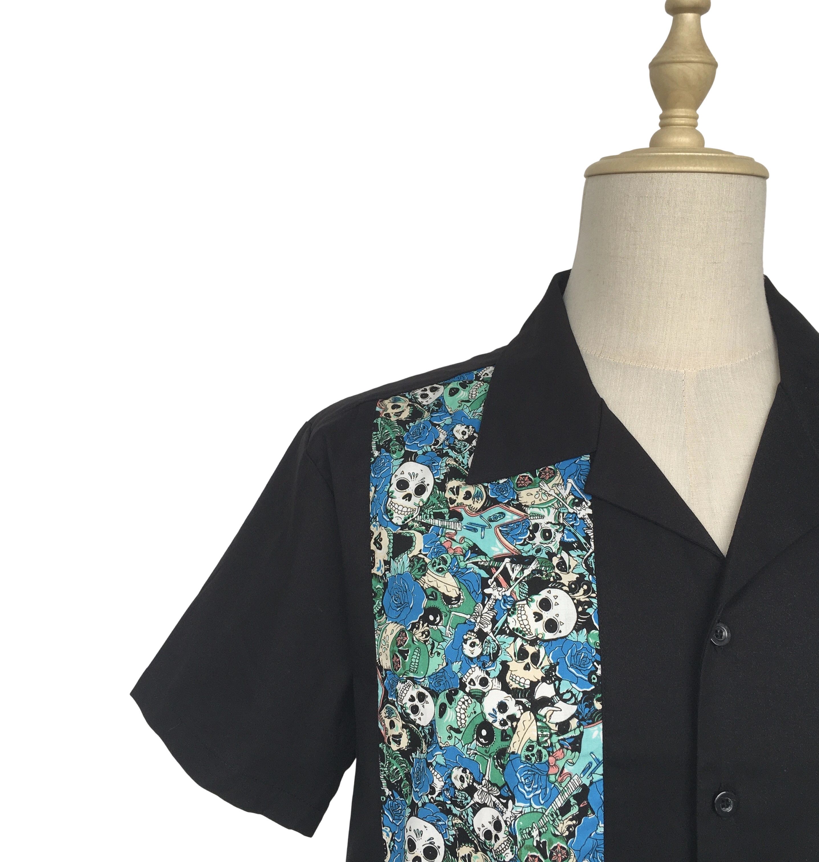 Other Short Sleeve Button Down Men Shirts Skull Blue Size US XXL / EU 58 / 5 - 5 Thumbnail