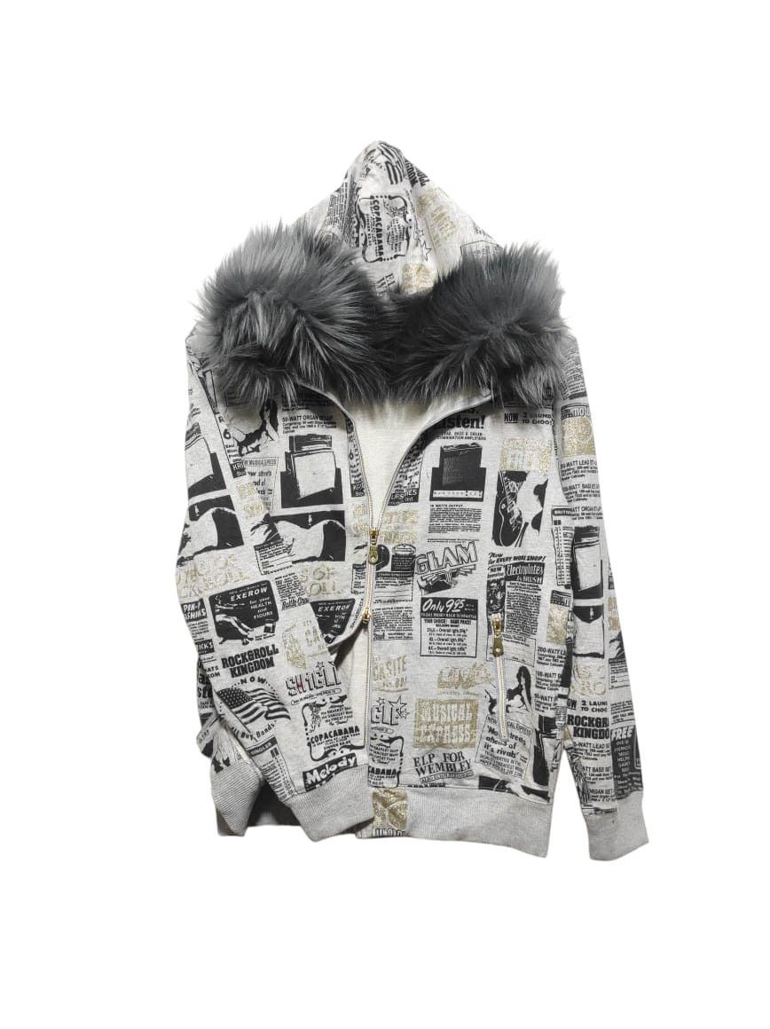 Lock Heaven Newspapper Double Zip Fur Hoodie i6w9 LGB style