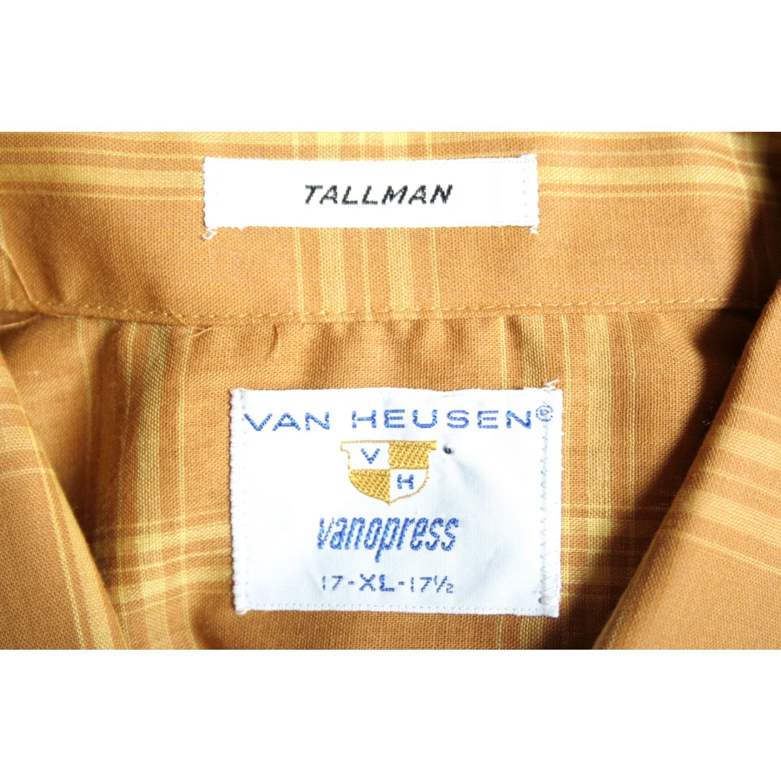 Van Heusen VINTAGE Van Heusen Shirt Yellow Plaid Button Front Big & Tall XLT 17-17.5 Mens Size US XL / EU 56 / 4 - 6 Thumbnail