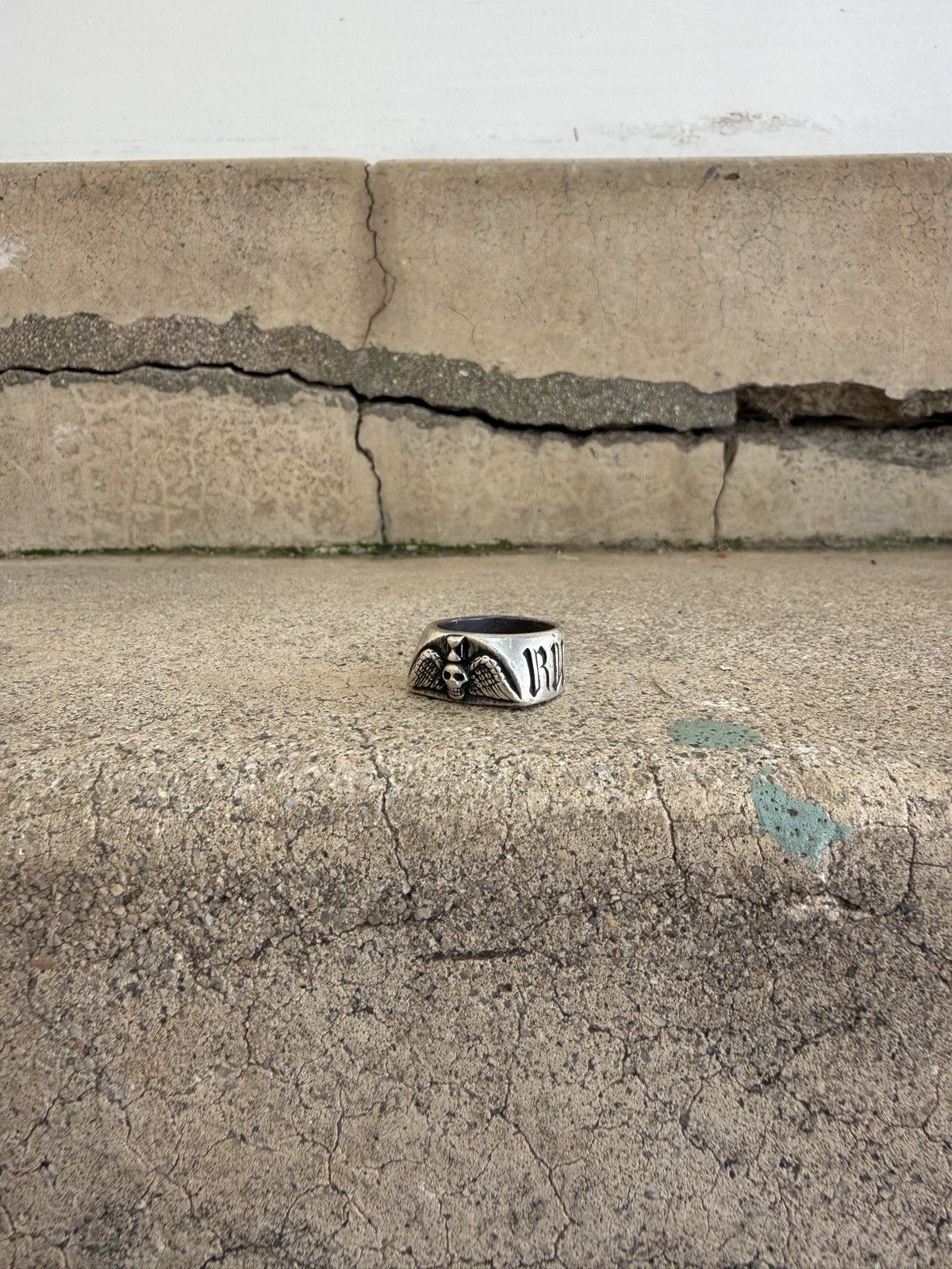 Sterling Silver Skull “Rise & Ruin” Signet Pinky Ring Size ONE SIZE - 1 Thumbnail