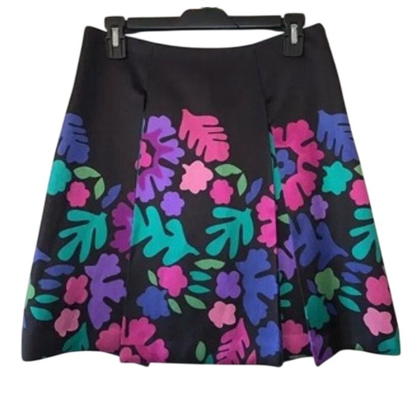 Tibi NWOT Tibi Black Floral Coral Print Silk & Wool Skirt Pleated Size 28" / US 6 / IT 42 - 2 Thumbnail