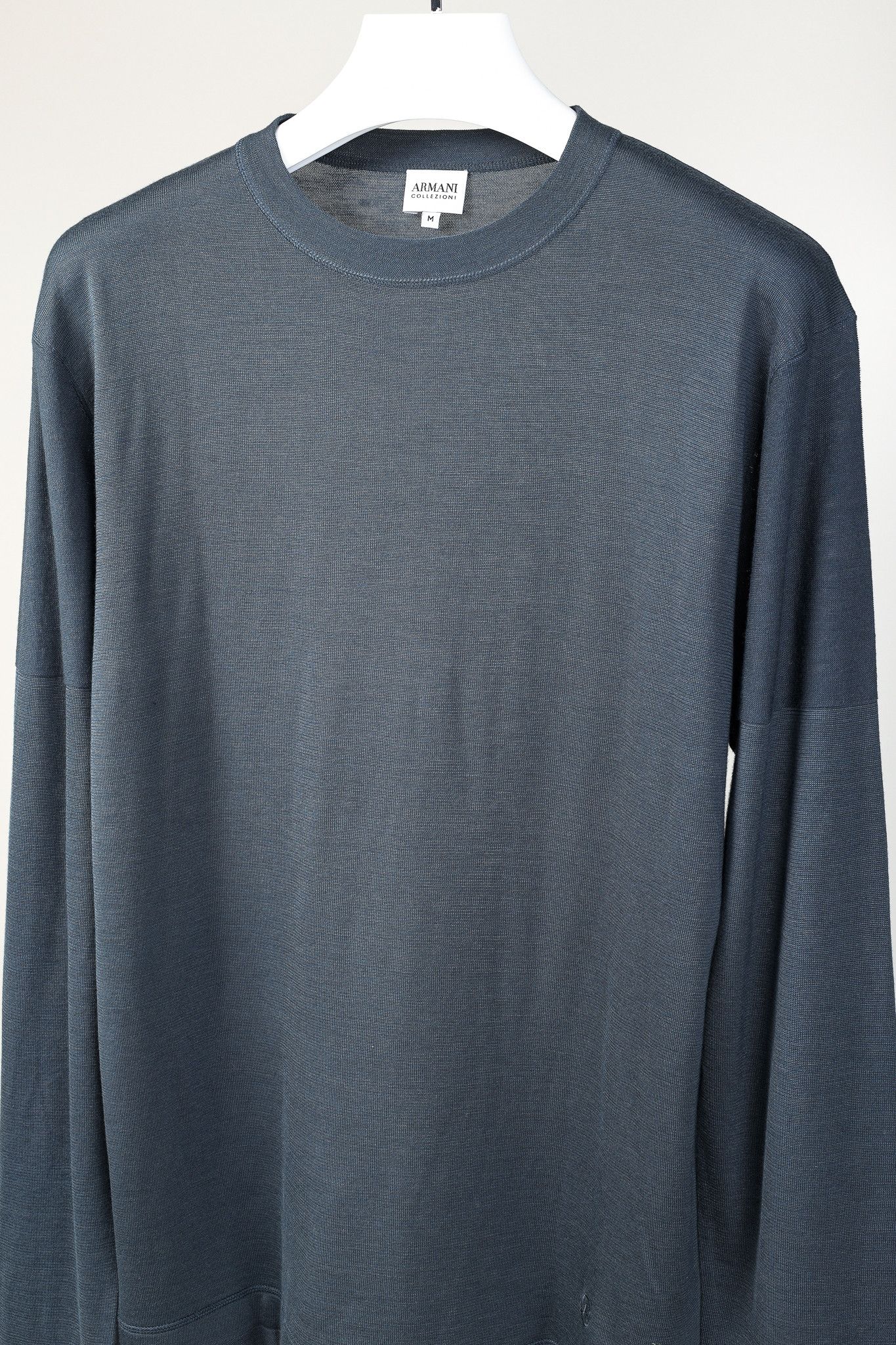 Armani Collezioni Armani Collezioni Blue Silk-Blend Pieced Long Sleeve T-Shirt Size US M / EU 48-50 / 2 - 3 Thumbnail