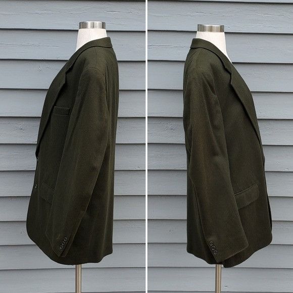 Vintage Vintage 70s Neiman Marcus Olive Green 100% Cashmere Blazer L Size 44R - 2 Thumbnail