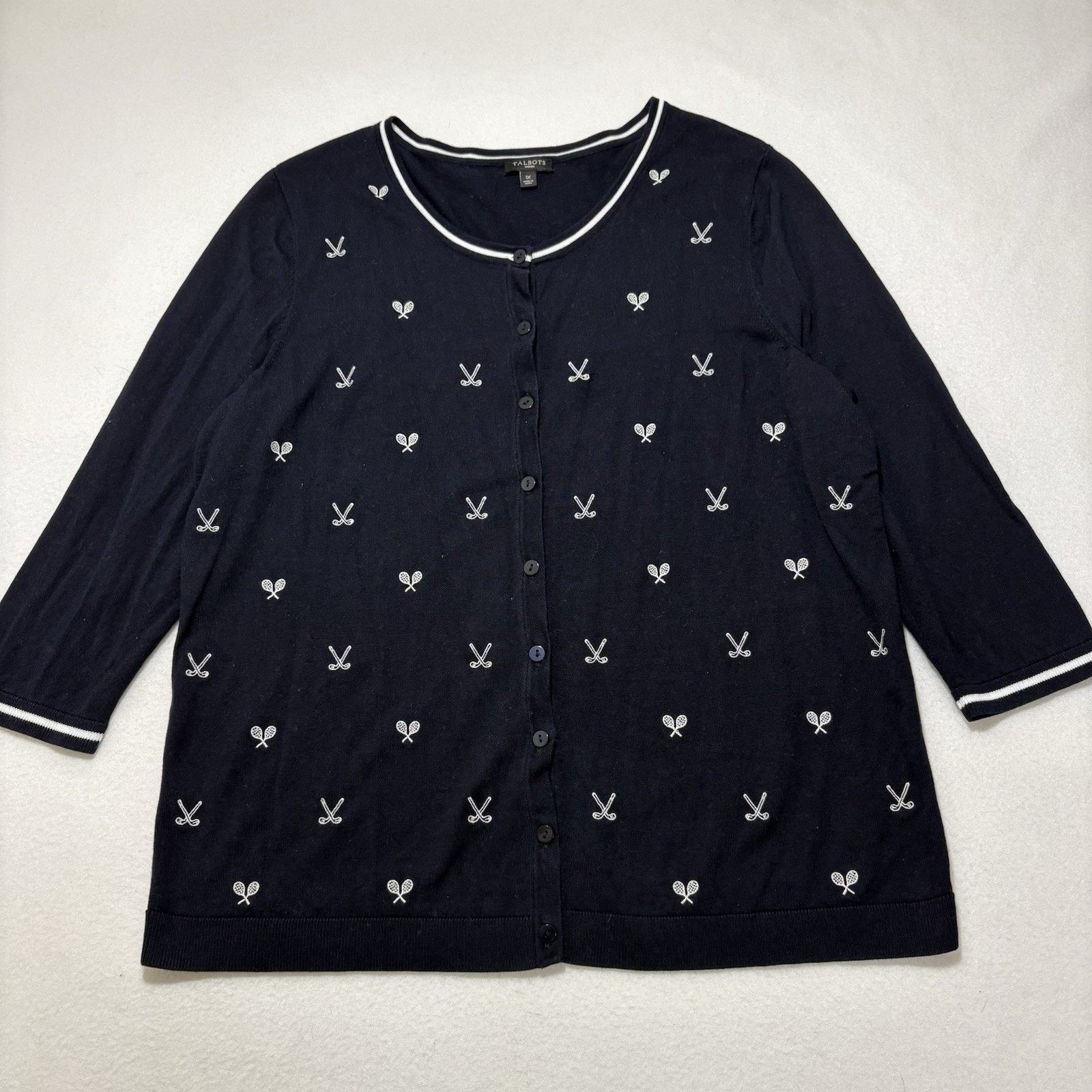 Other Talbots 1X Cardigan Sweater Golf Club Tennis Embroidery Size XL / US 12-14 / IT 48-50 - 1 Thumbnail