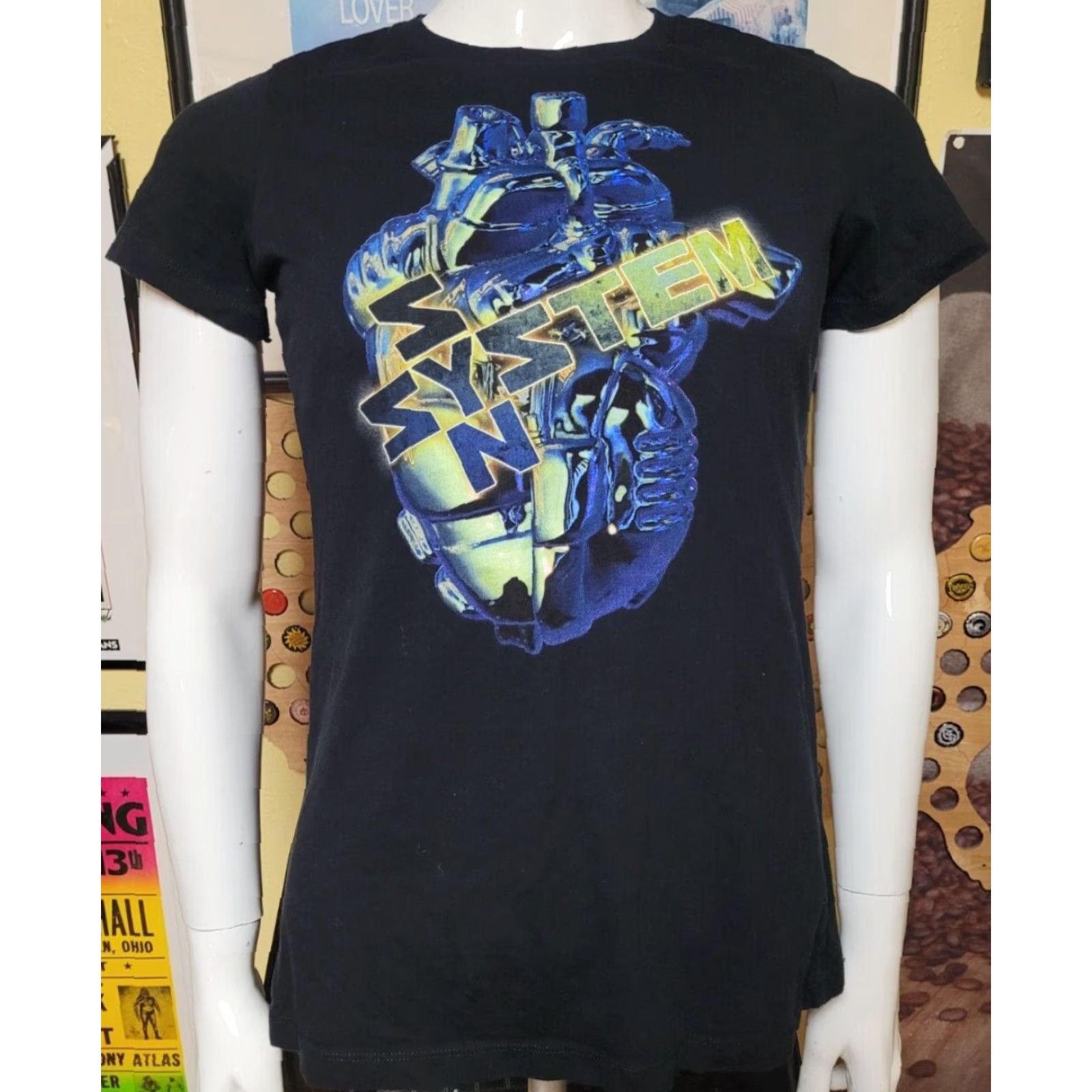 Vintage SYSTEM SYN T-Shirt Small Men XS Black Graphic Tee Band Gothic Music Clint Carney Size US S / EU 44-46 / 1 - 2 Thumbnail