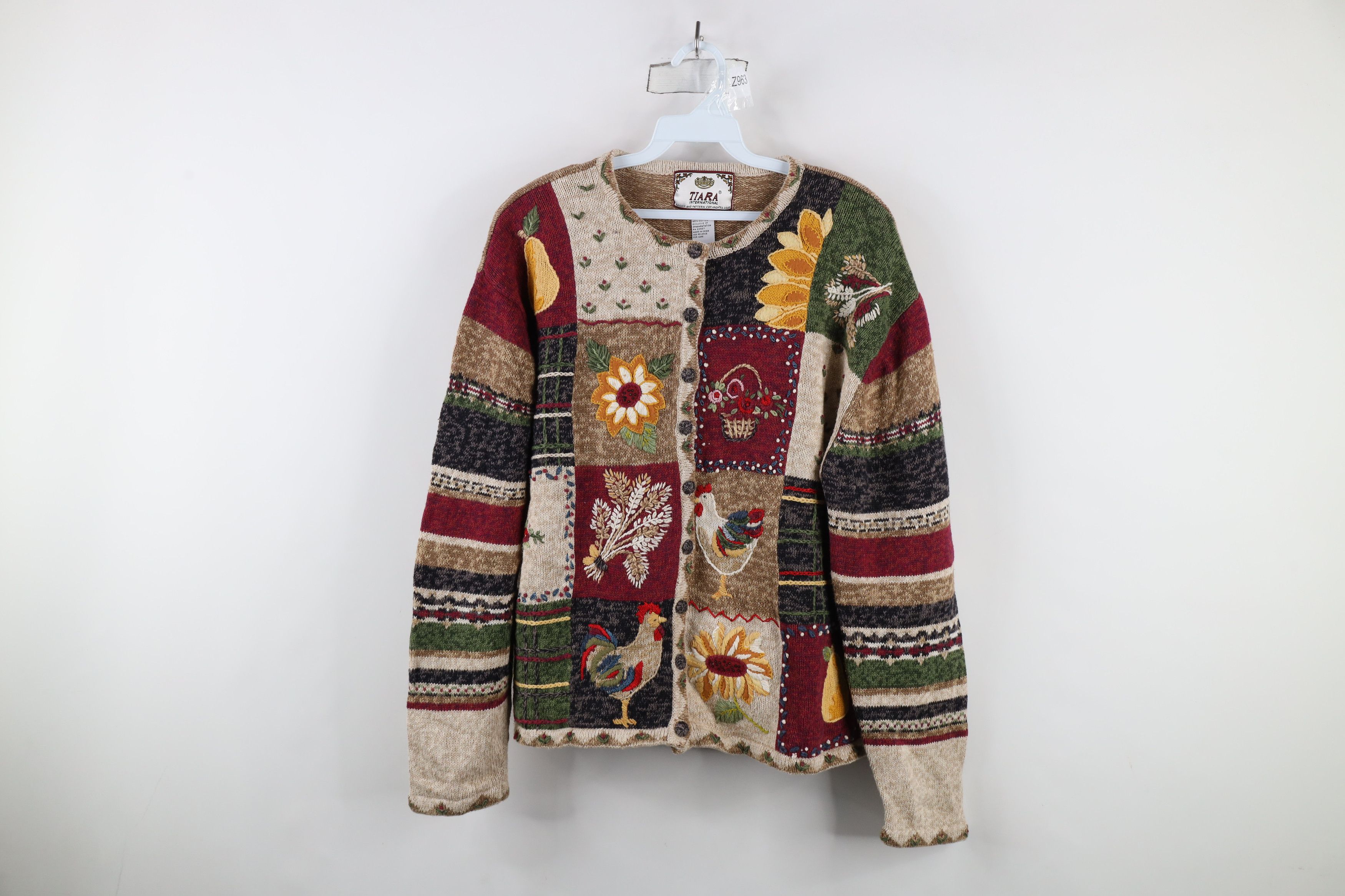 Vintage Vintage Y2K Country Primitive Flower Cardigan Sweater Size XL / US 12-14 / IT 48-50 - 1 Thumbnail