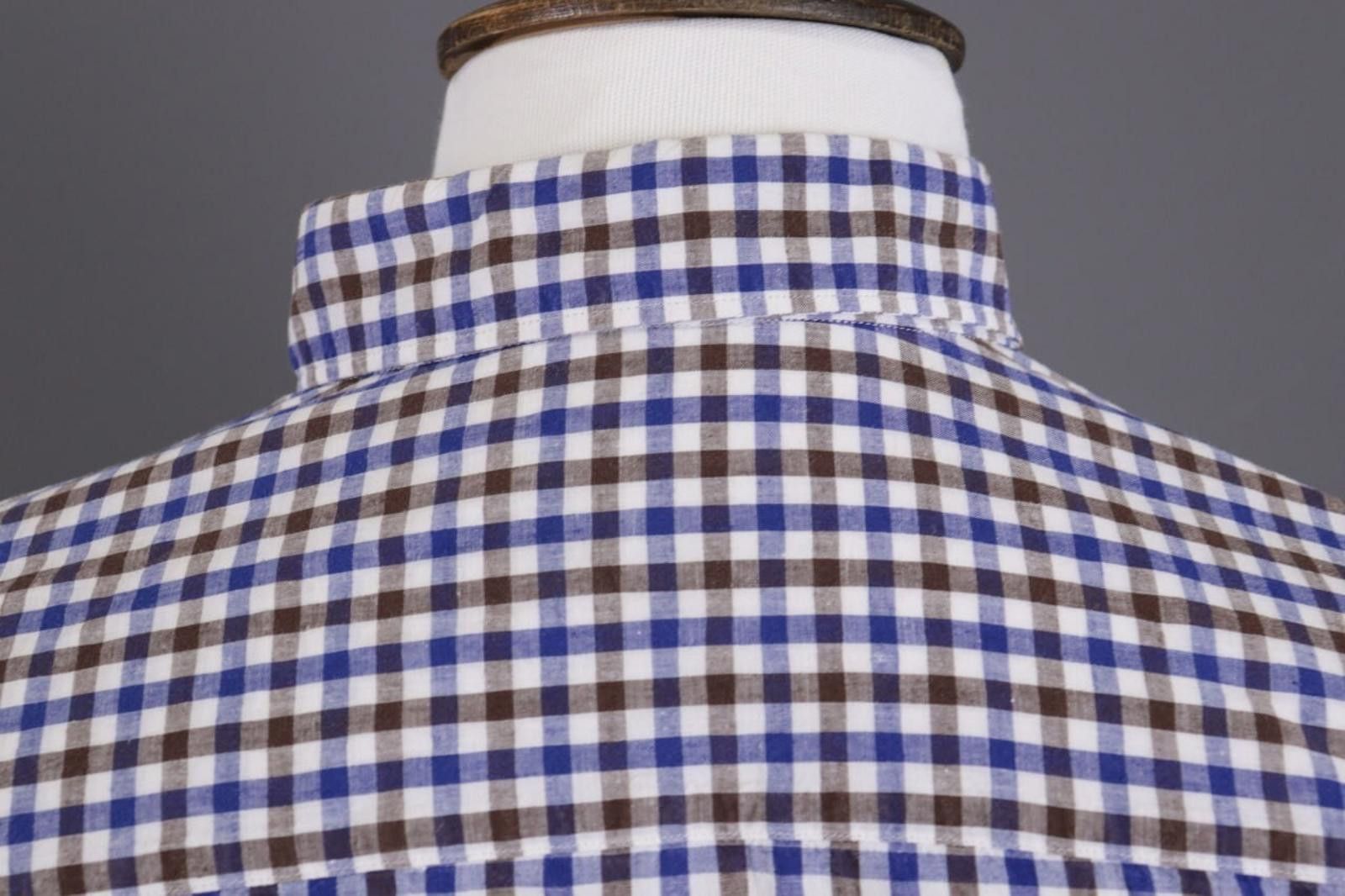 Eton Eton Slim Fit Cotton / Linen Check Shirt Sz 42 / L / 16 Size US M / EU 48-50 / 2 - 12 Thumbnail