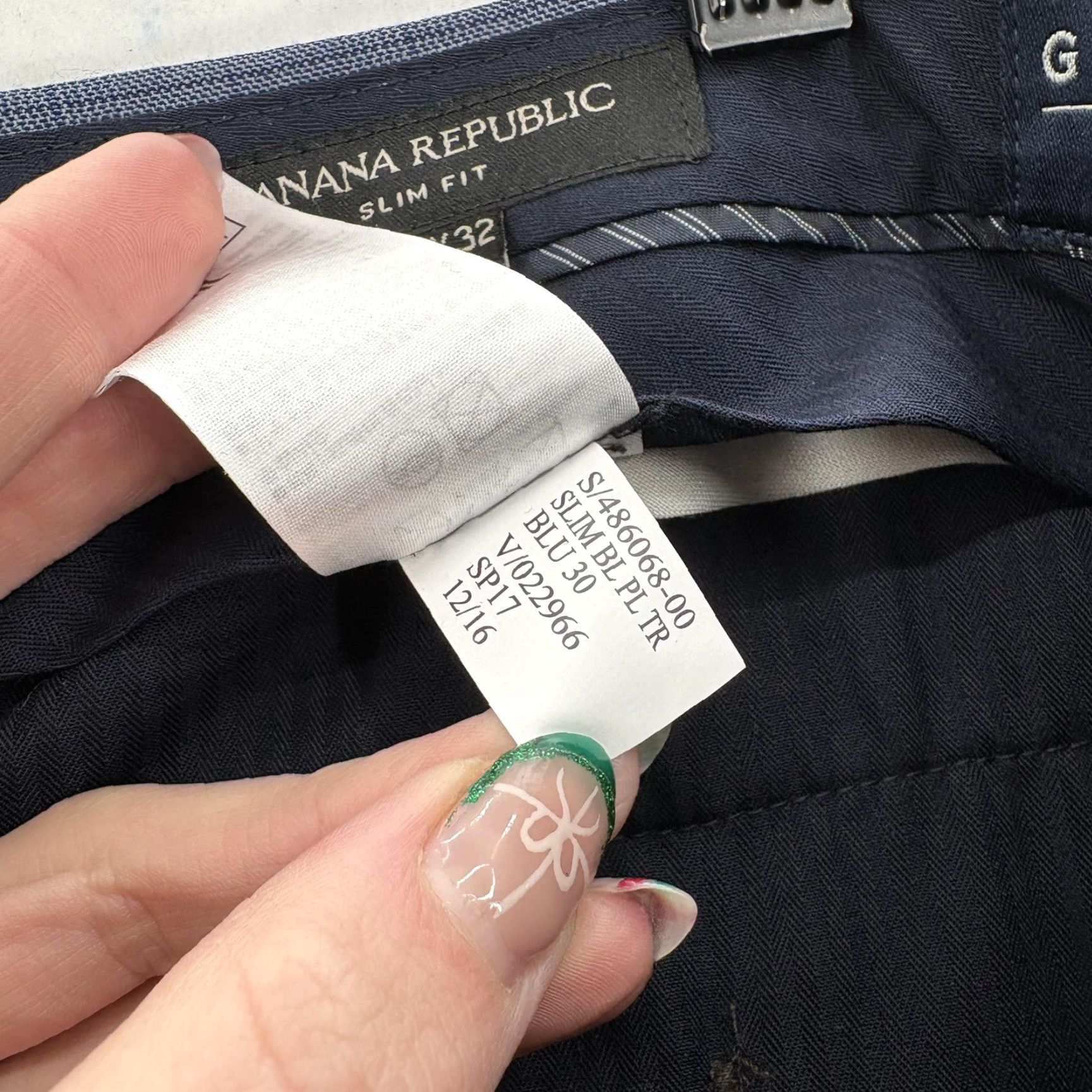 Banana Republic Banana Republic Dress Pants Mens 38x32 Blue Check Slim Fit Guabello Wool Lined Pants Size US 38 / EU 54 - 7 Thumbnail