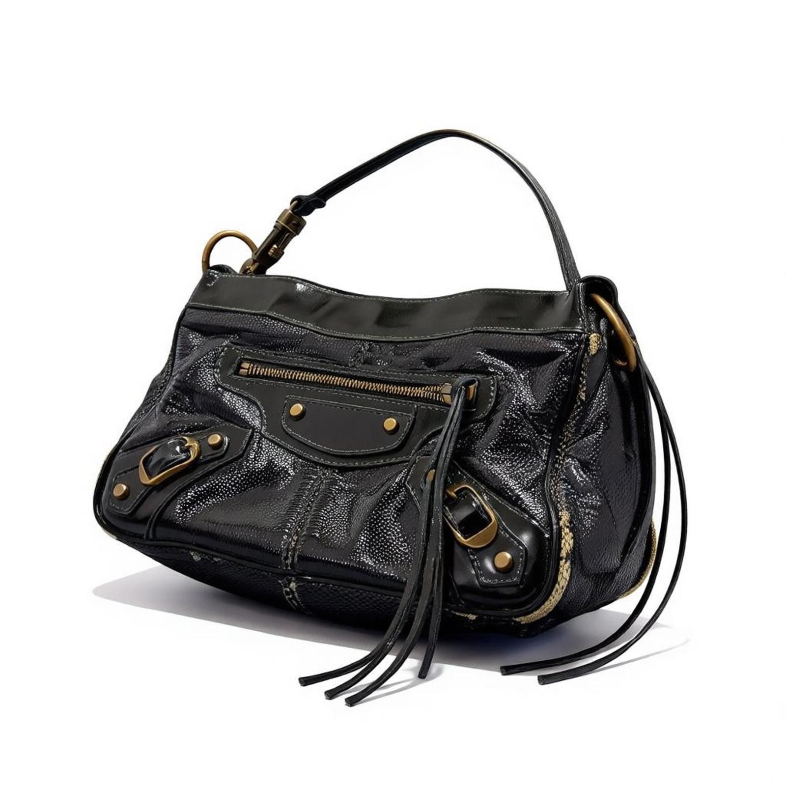 Balenciaga Balenciaga - Black Leather Shoulder Bag with Gold Hardware Size ONE SIZE - 1 Thumbnail