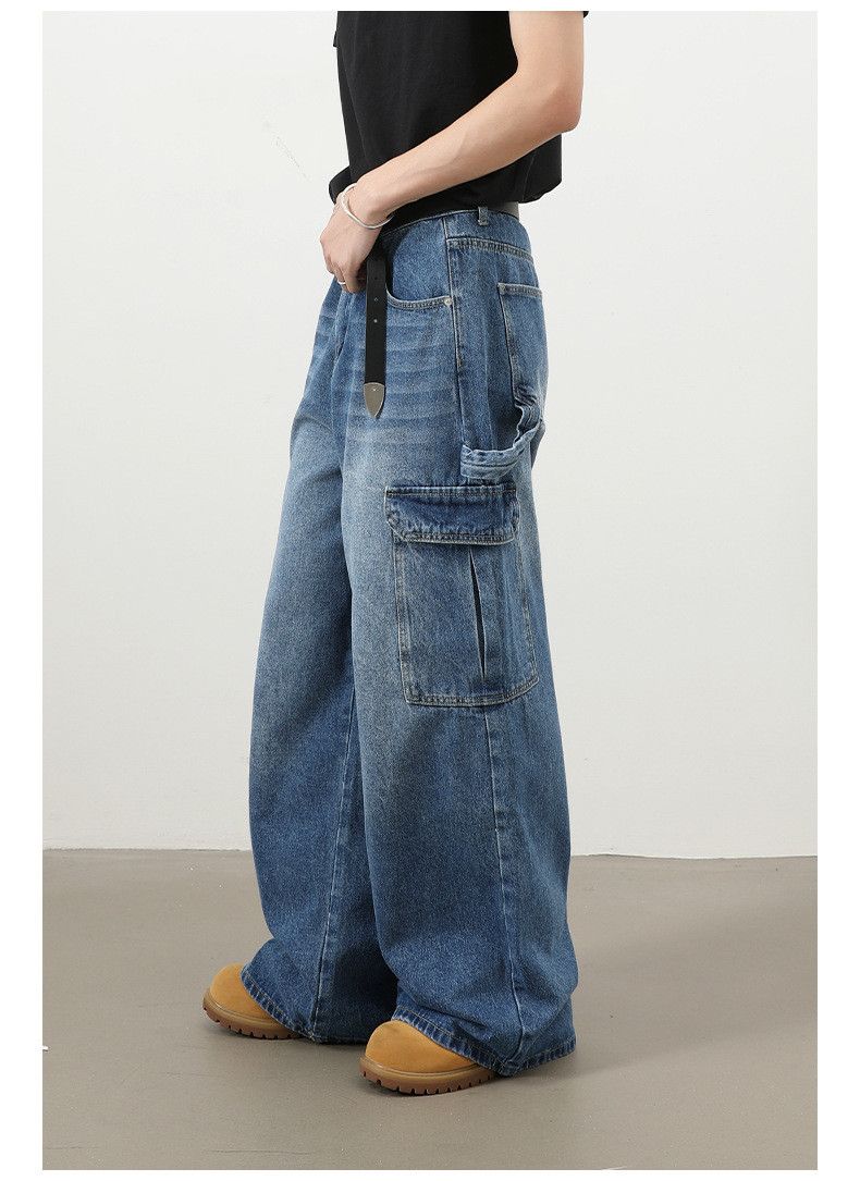 Jean Washed vintage workwear casual wide-leg straight jeans Size US 32 / EU 48 - 4 Thumbnail