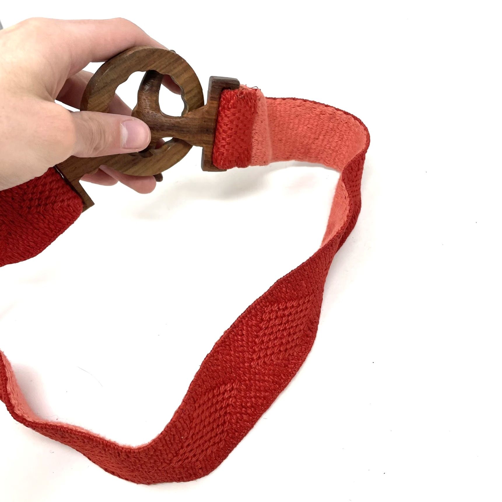 Vintage VINTAGE 1950s Womens Belt Size 30 Carved Wood Buckle Woven Nautical Theme Red J24 Belt Womens Red Vintage 1950s Size ONE SIZE - 7 Thumbnail