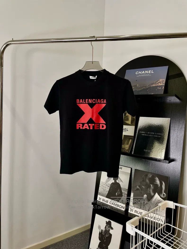Balenciaga Capital X Printed Loose Black Short Sleeve T-Sh