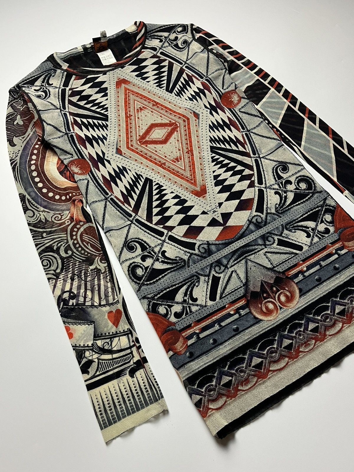 Jean Paul Gaultier Archival Jean Paul Gaultier Geometric/Sunburst Mesh L/S Top Size XS / US 0-2 / IT 36-38 - 7 Thumbnail