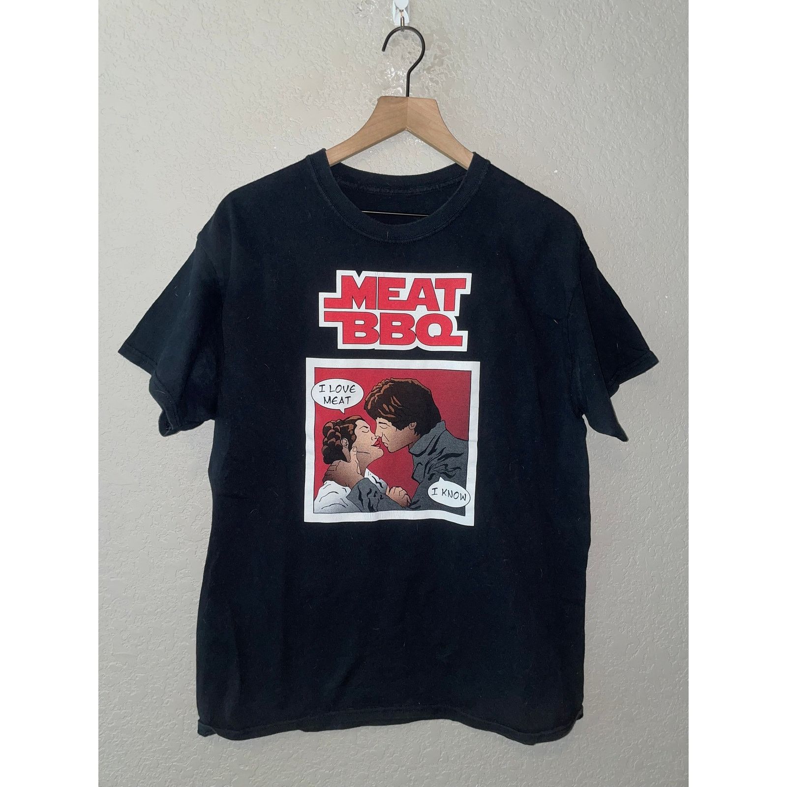 Vintage Meat BBQ Shirt I Love Meat Graphic Star Wars Punk band Tee Size US L / EU 52-54 / 3 - 1 Thumbnail