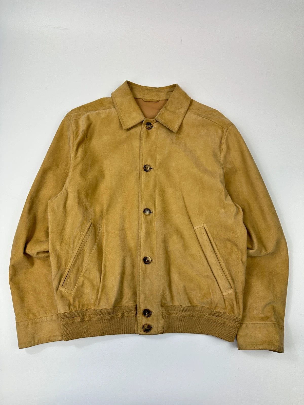 Lanvin Lanvin Paris 90s Beige Suède Leather Bomber Button Up Jacket Size US M / EU 48-50 / 2 - 1 Thumbnail