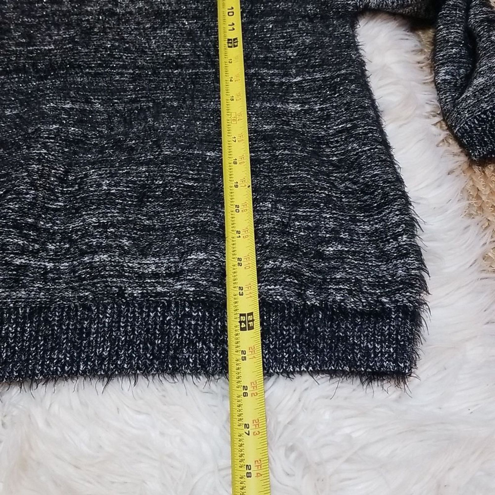 Other NWT Halogen Black Ivory Lurex Crewneck Fuzzy Sweater Size L / US 10 / IT 46 - 8 Thumbnail
