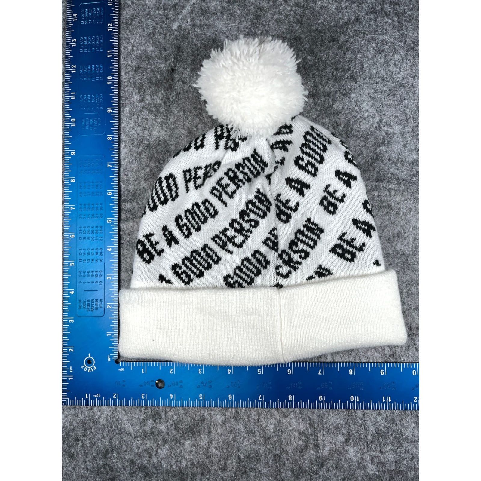 Vintage Be A Good Person Beanie Adult One Size White Knit Acrylic Ski Cap Unisex Size ONE SIZE - 5 Thumbnail