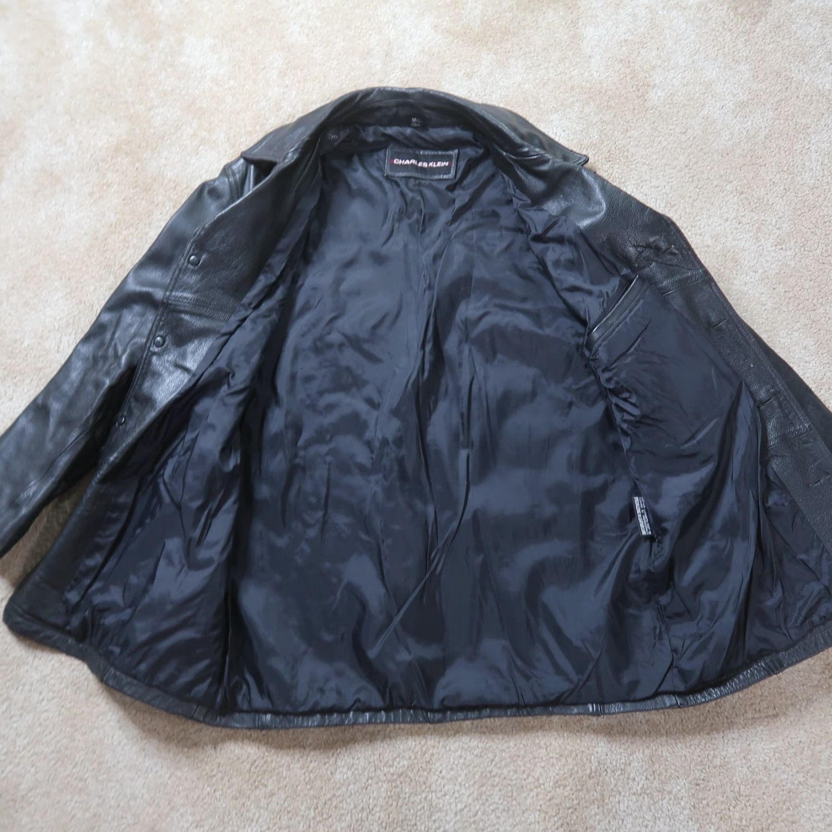 Vintage VINTAGE Charles Klein Leather Coat Mens Medium Button Front Jacket Lined Back Size US M / EU 48-50 / 2 - 2 Thumbnail