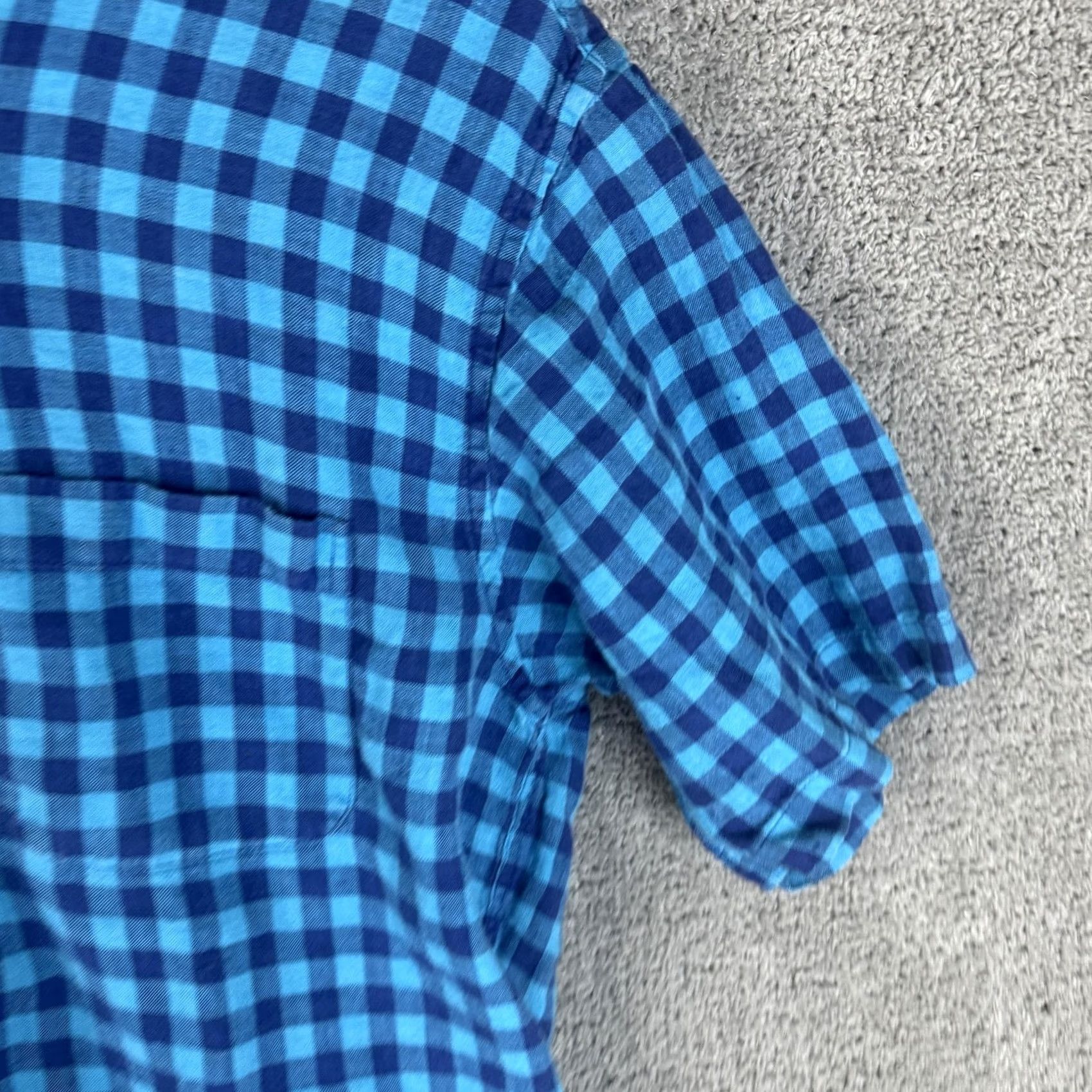 Brooks Brothers VINTAGE Brooks Brothers Shirt Mens Medium Blue Gingham Linen Button-Down Short Sleeve Size US M / EU 48-50 / 2 - 3 Thumbnail