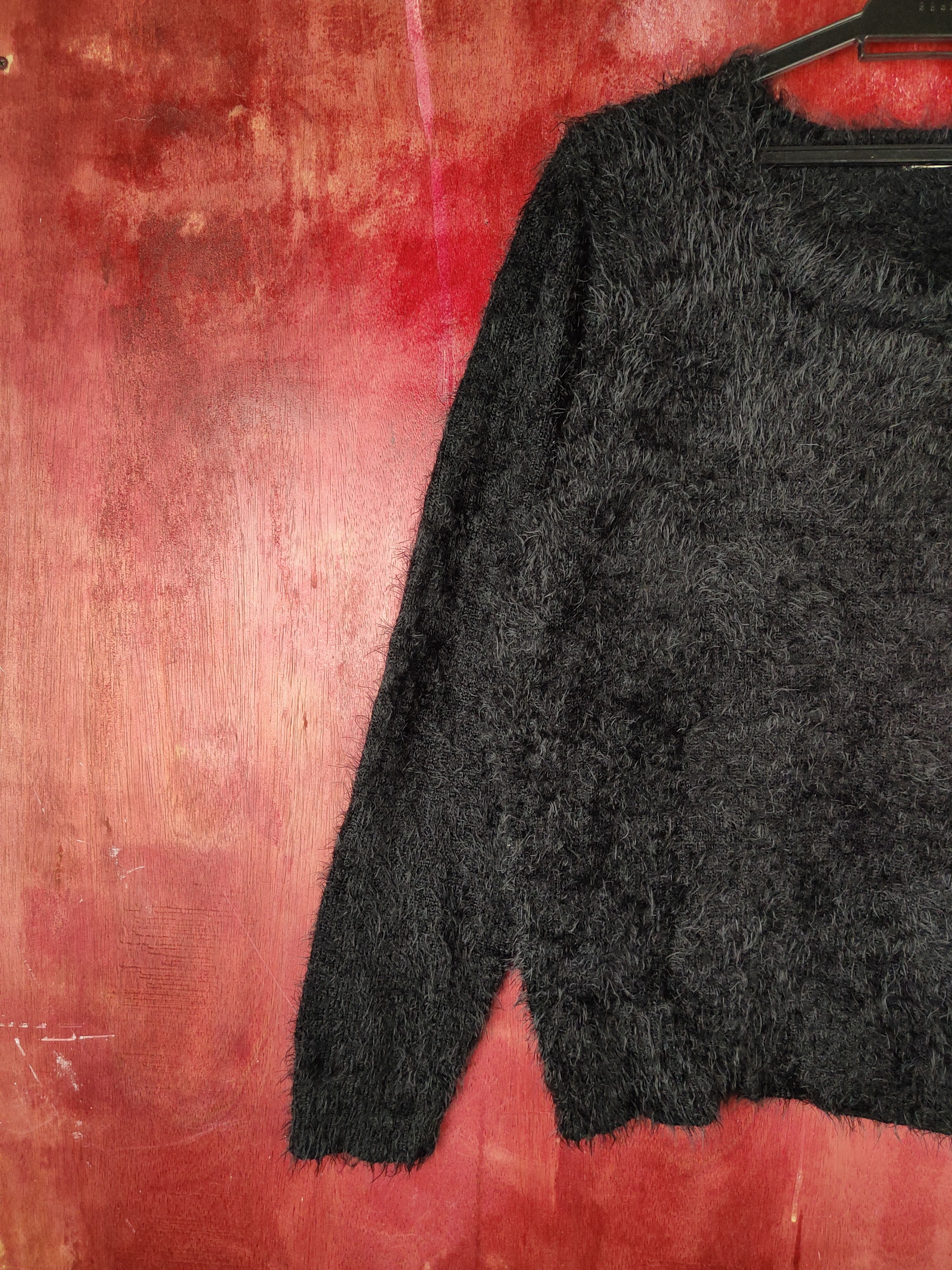 Japanese Brand × Vintage Avail Avantgarde Black Fur Mohair Knitwear Size L / US 10 / IT 46 - 3 Thumbnail