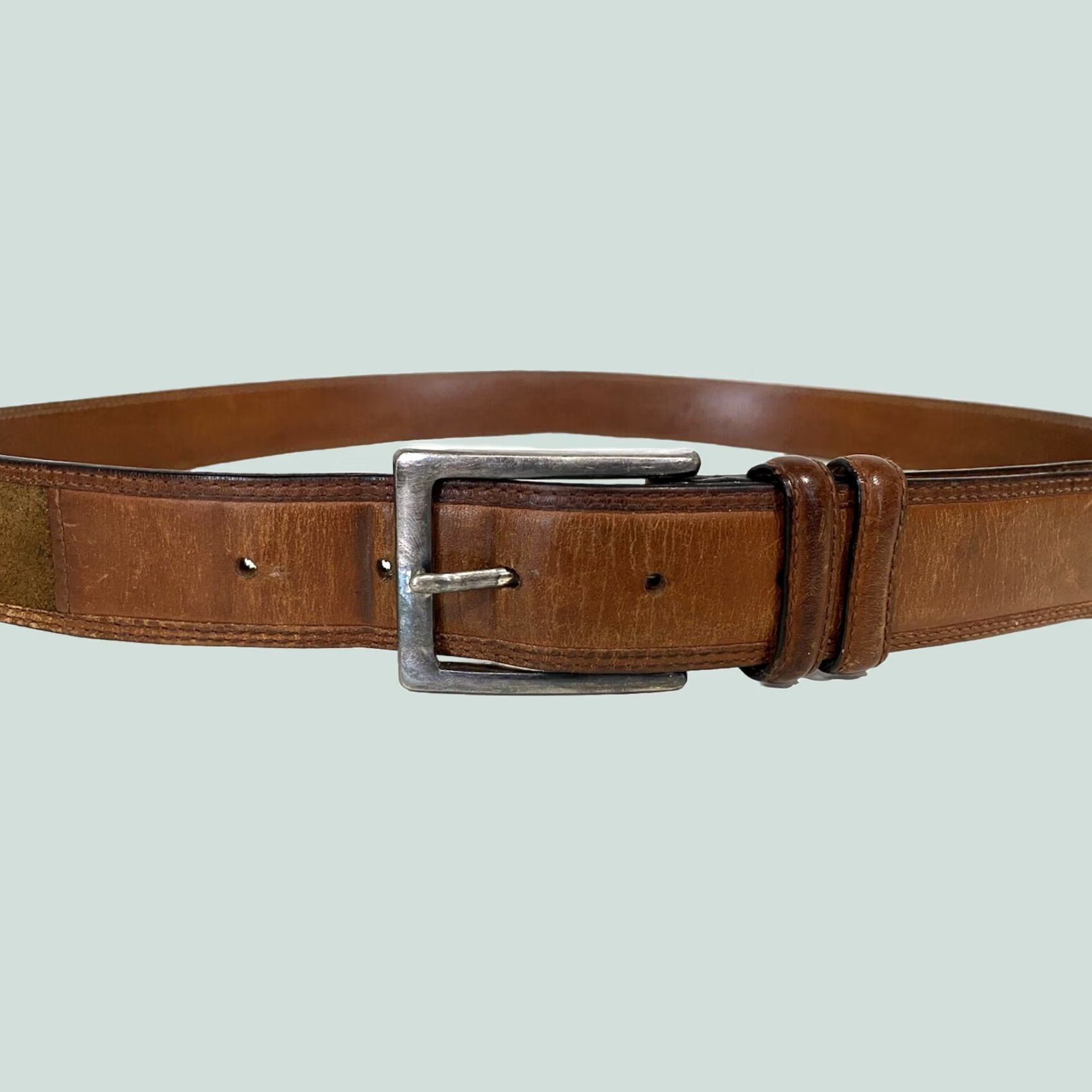 Vintage Trafalgar Belt Men Cowhide Suede Veg Tanned Leather Brown 1103TF14-208 Sz 40 Mens Belt, 1.25” Width, Brown, Preowned, Vintage? Size 40 - 1 Thumbnail